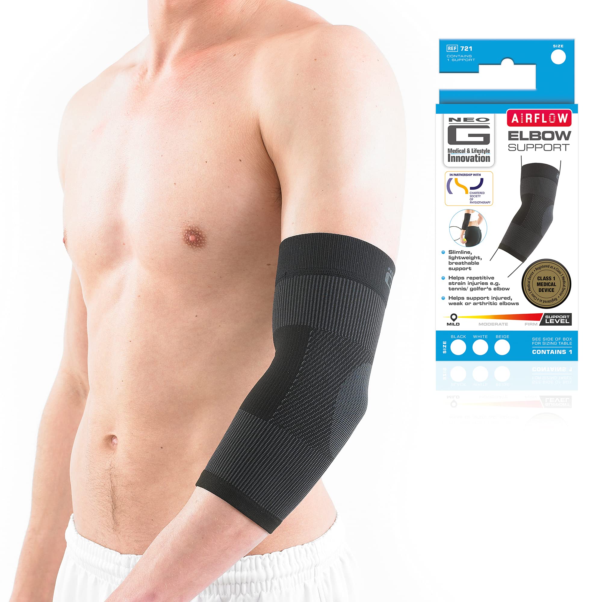 Neo G Elbow Support for Tendonitis, Joint Pain, Tennis, Golf, Sports - Tennis Elbow Brace Arm Support - Multi Zone Elbow Compression Sleeve - Airflow - L