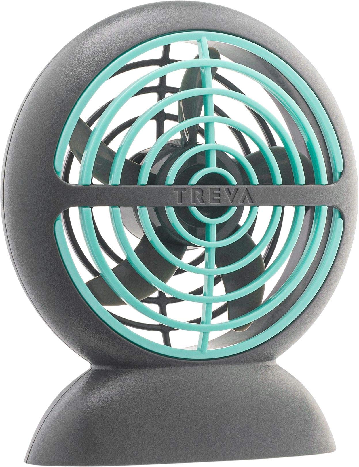 Treva Rechargeable Battery Small Fan - 3.5 Inch Blade USB Charging Port Fan - 3 Speed Circular Cooling Design - Portable Handheld or Personal Desktop Size - Travel Ready (Mint, 1)