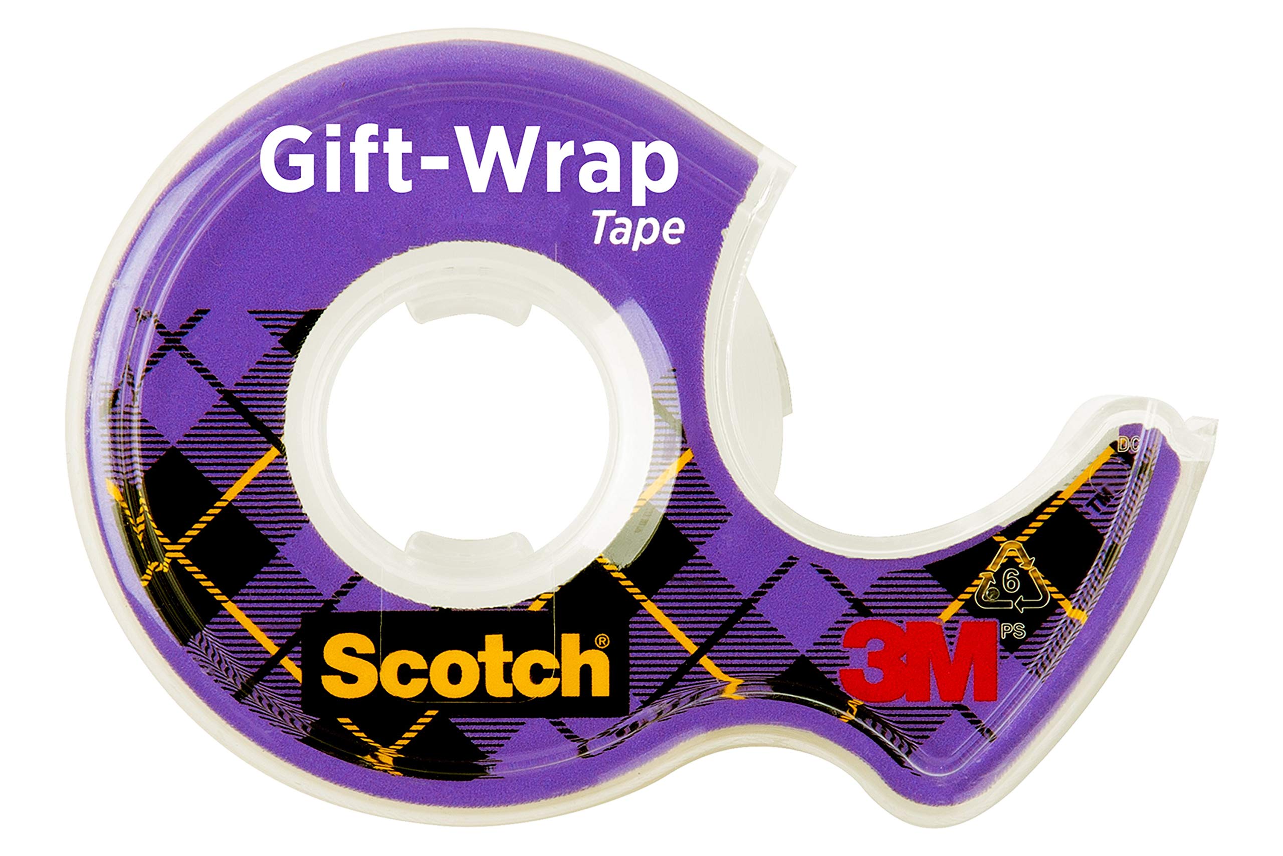 ScotchGiftwrap Tape on a Dispenser 3/4 x 650 in (19mm x 16.5m), 1 roll/dispenser | Clear Tape | Satin-Finish | To Use on Gift Wrapping Paper| Smooth| Scotch Tape | Tape Dispenser