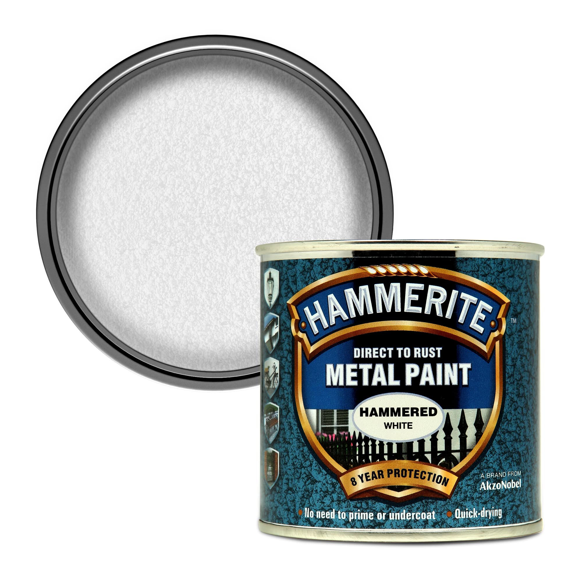 Hammerite 5084836 Metal Paint: Hammered White 250ml