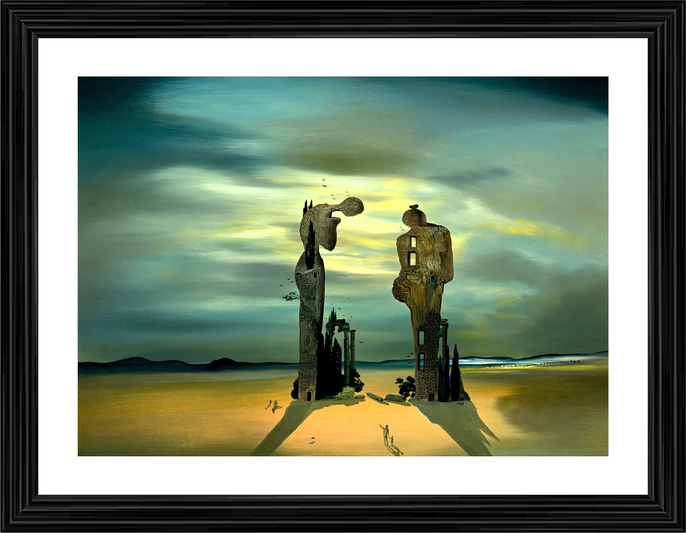 Adventures® *Archeological Reminiscence Millet's Angelus* (1935) - A Painting by Salvador Dali, Wall Décor Frame (Acrylic Film Coated Satin Print +MDF +2"PS Black Frame). Size- 16"x21"