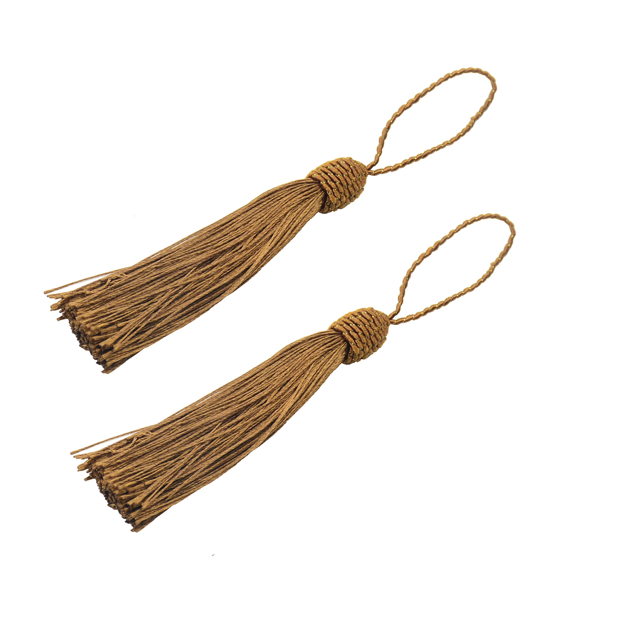 Makhry 20pcs 15.5cm/6 Inch Silky Floss Bookmark Tassels with 2-Inch Cord Loop and Small Chinese Knot for Jewelry Making, Souvenir, Bookmarks, DIY Craft Accessory (Coffee)