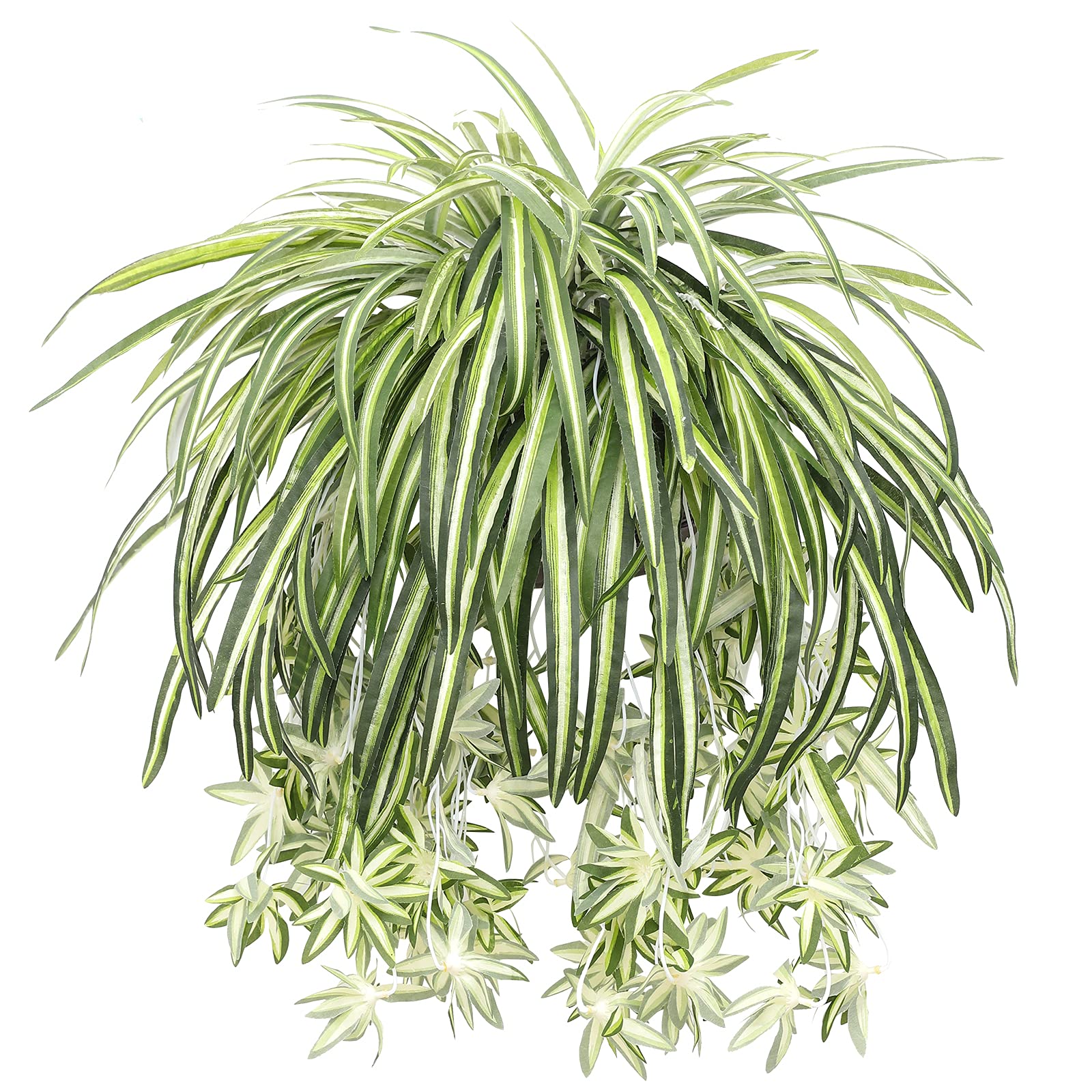 THE BLOOM TIMES23.6" Large Artificial Hanging Plants with Pot Wall Monuted Fake Spider Plants Silk Plants for Home Indoor Decor 1 Pack