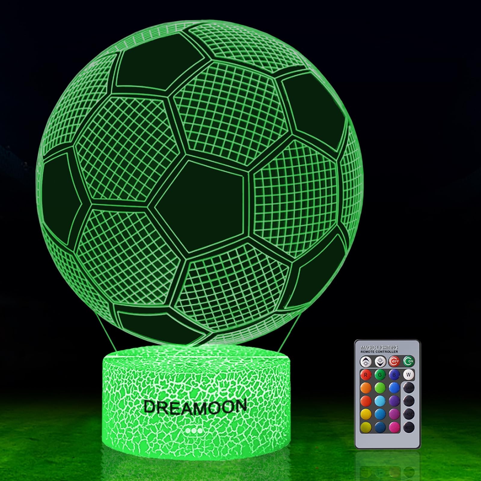 DREAMOON Football Gifts for Boys Kids Girls, Football Night Light, 3D Illusion Lamp with 16 Colors Change Remote Control, Creative Birthday Gift Sports Fans Toys