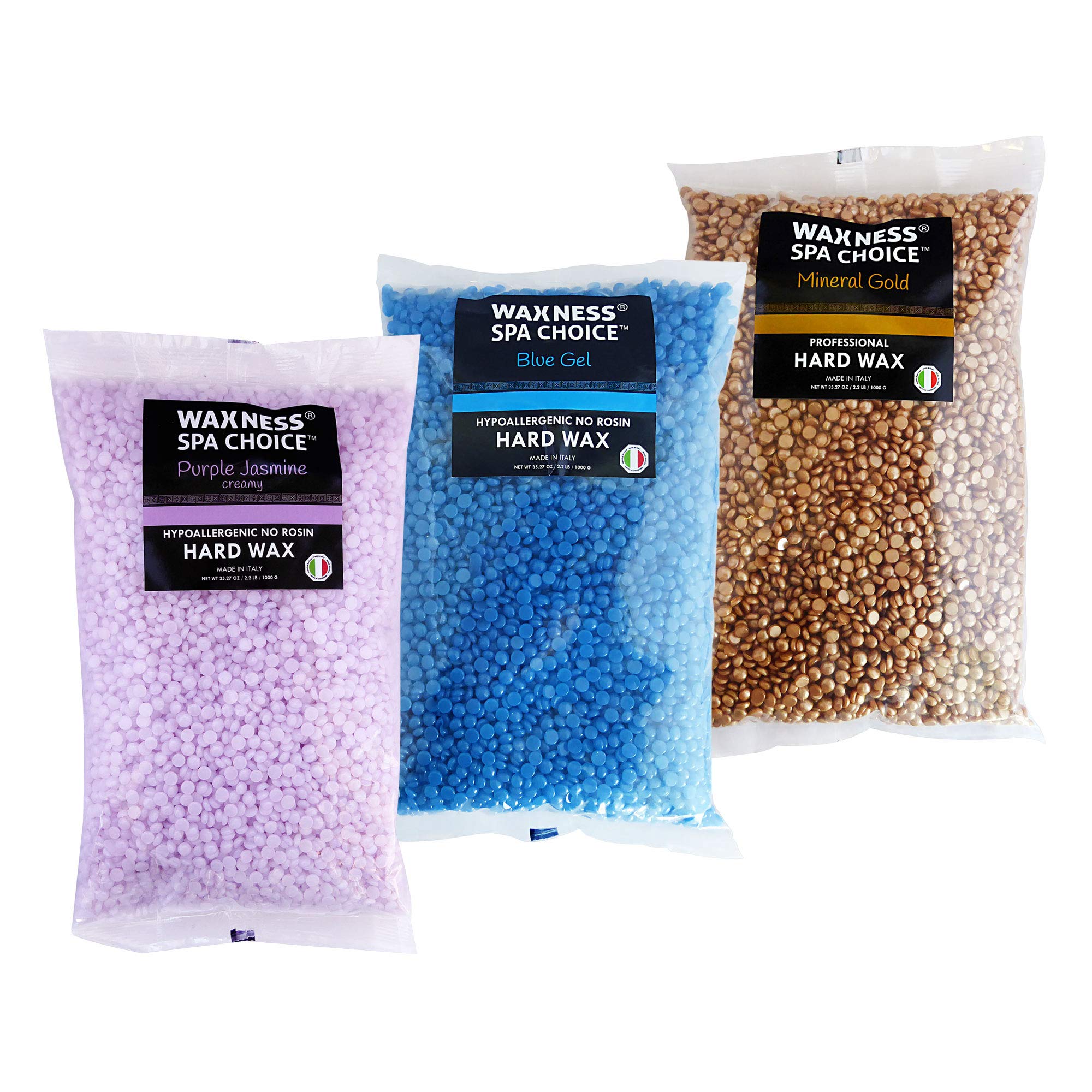 Waxness Assorted Hard Wax Beads 2.2 lb / 1 kg Pack of 3