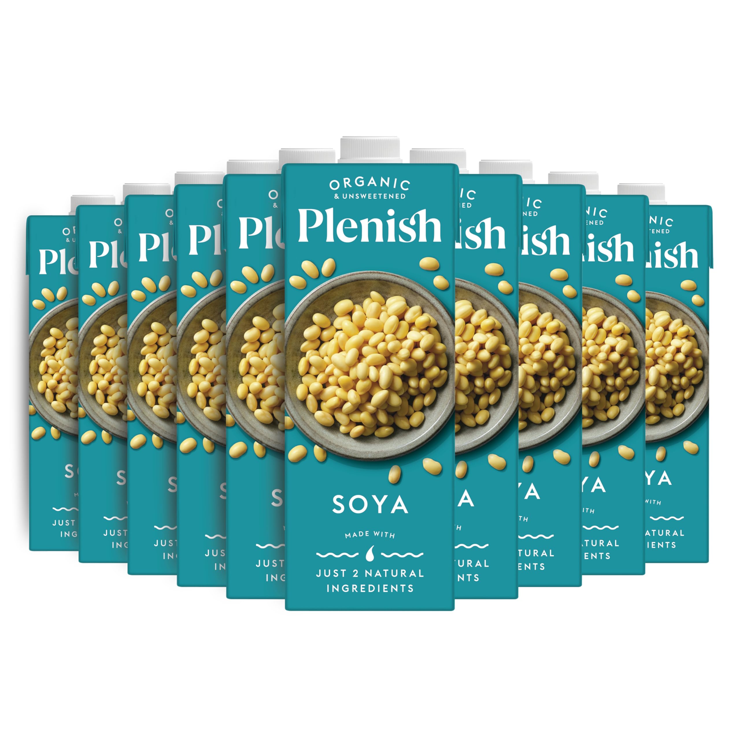 Plenish Organic Unsweetened Soya Milk 1L (pack of 8)