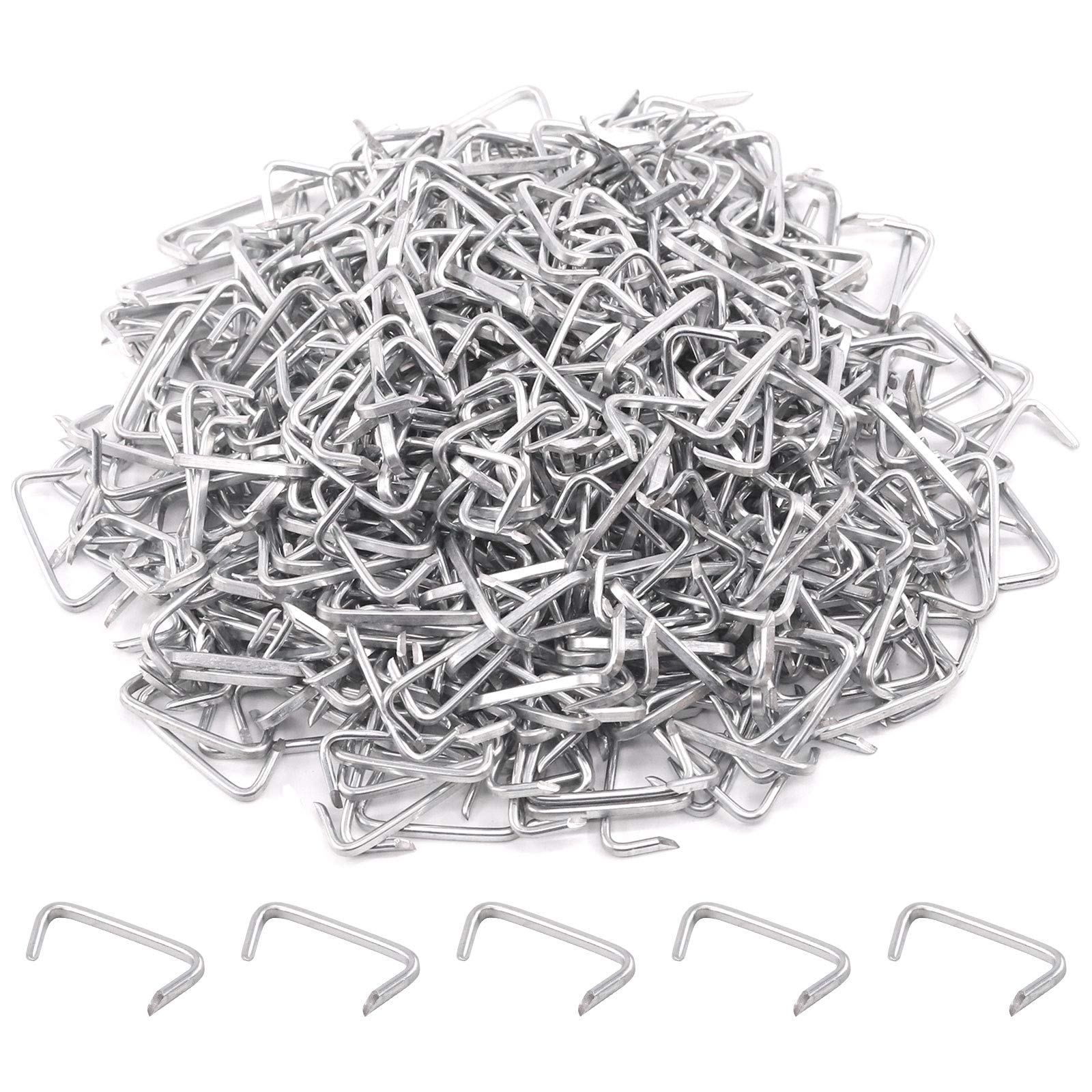 1000 Pcs 3/4" Galvanized Hog Rings, Professional Upholstery Hog Rings Set for Furniture,Fencing,Bagging, Railing, Sausage Casing, Meat bags, Shock Cords