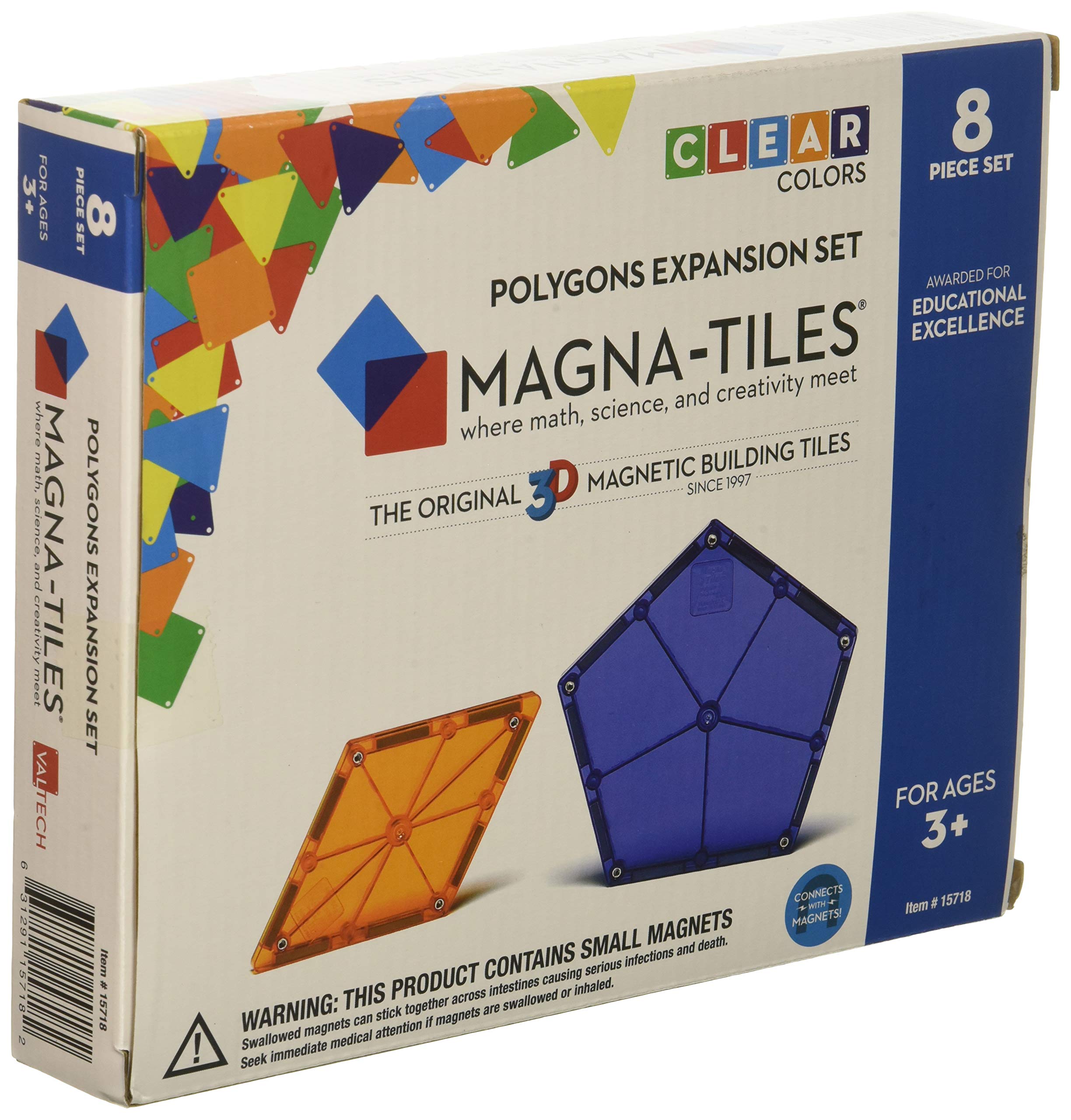 Magna-Tiles Polygons Expansion Set, The Original Magnetic Building Tiles for Creative Open-Ended Play, Educational Toys for Children Ages 3 Years + (8 Pieces)