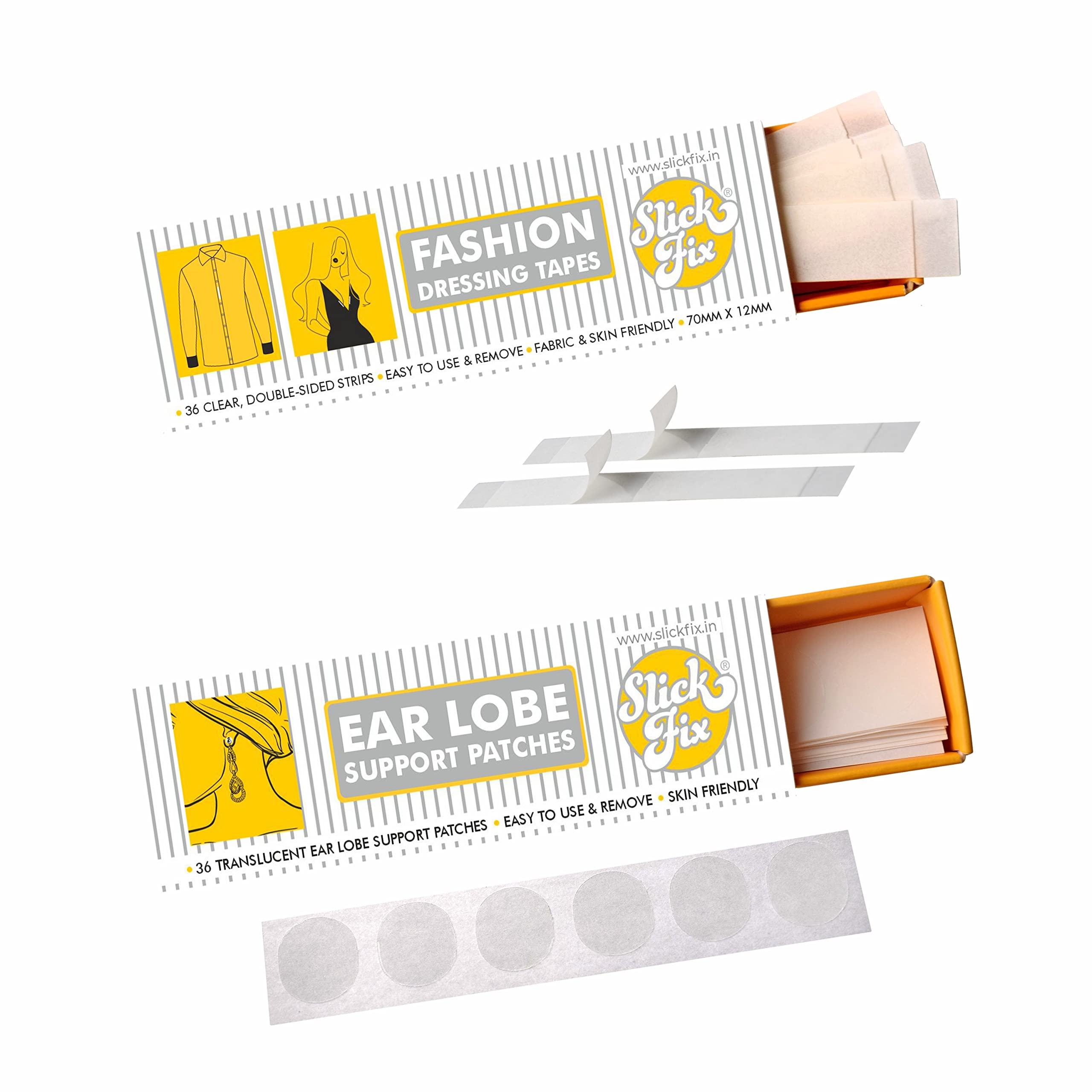 SlickFix Fashion Dressing Tape Pack of 36 Ear Lobe Tape Pack of 36 COMBO