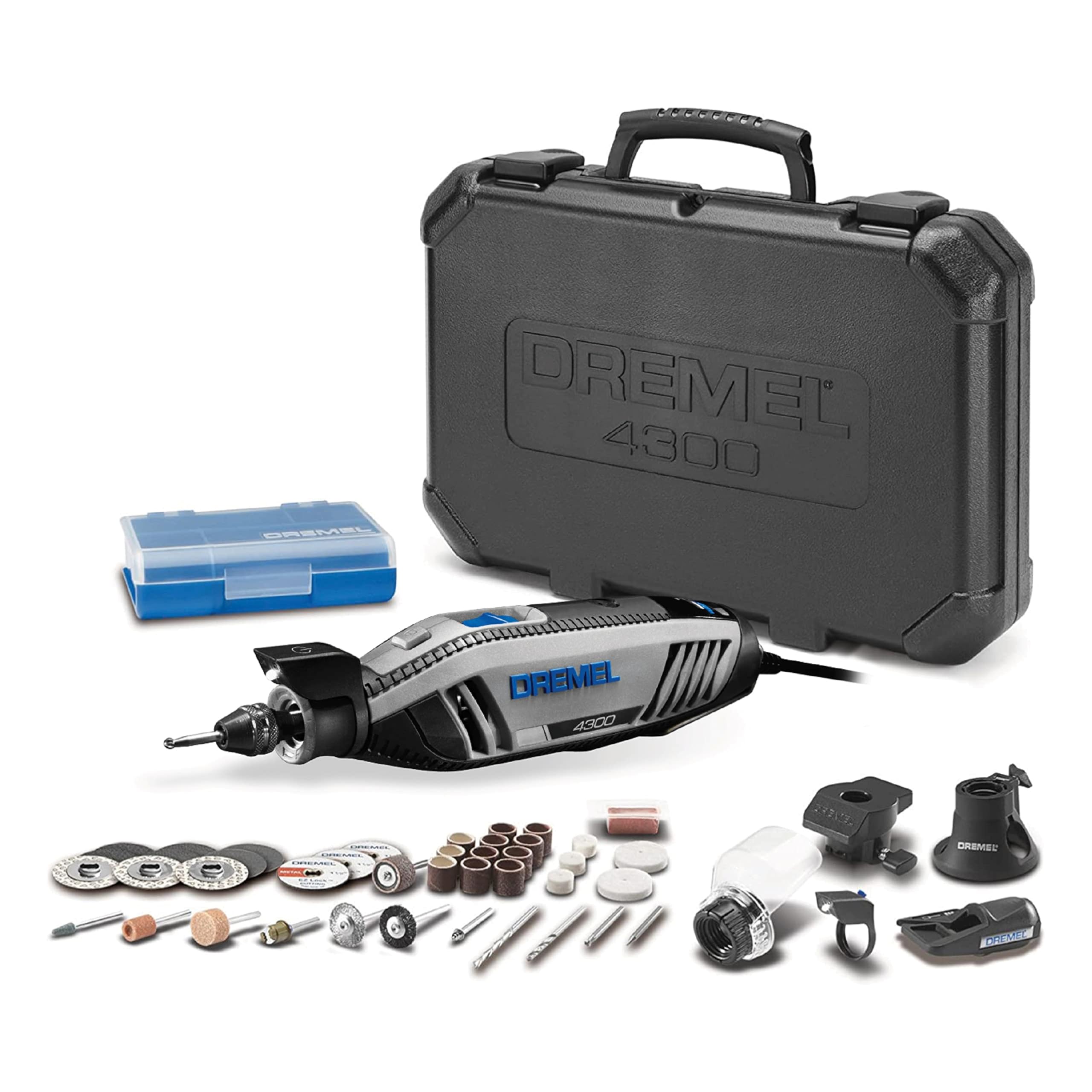 Dremel4300-5/40 High Performance Rotary Tool Kit with LED Light- 5 Attachments & 40 Accessories - Ideal for Grinding, Cutting, Wood Carving, Sanding, and Engraving