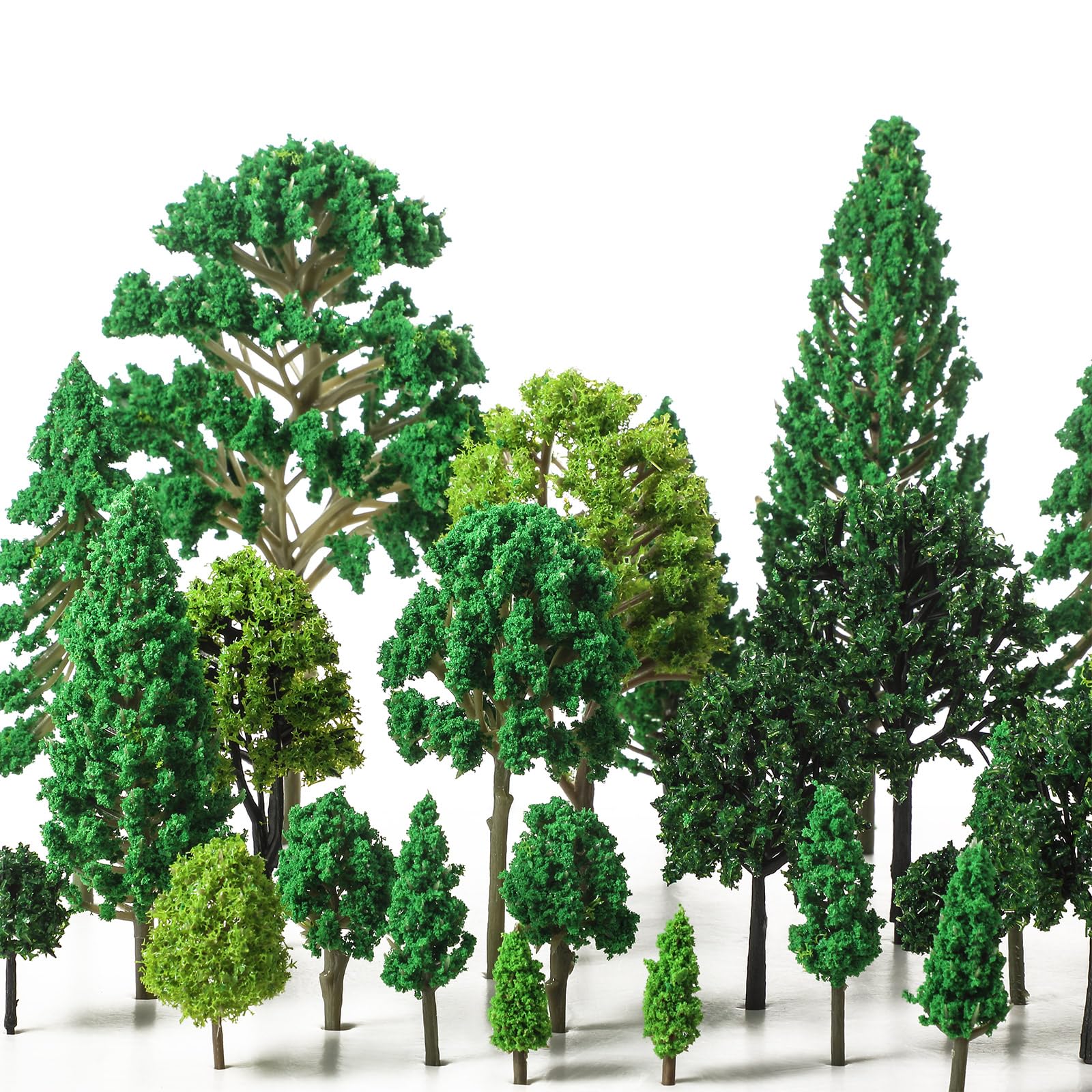 35 Pieces Model Trees 1.2-6.3 Inch Mixed Model Tree Train Scenery Architecture Trees Fake Trees for DIY Crafts, Building Model, Scenery Landscape Natural Green