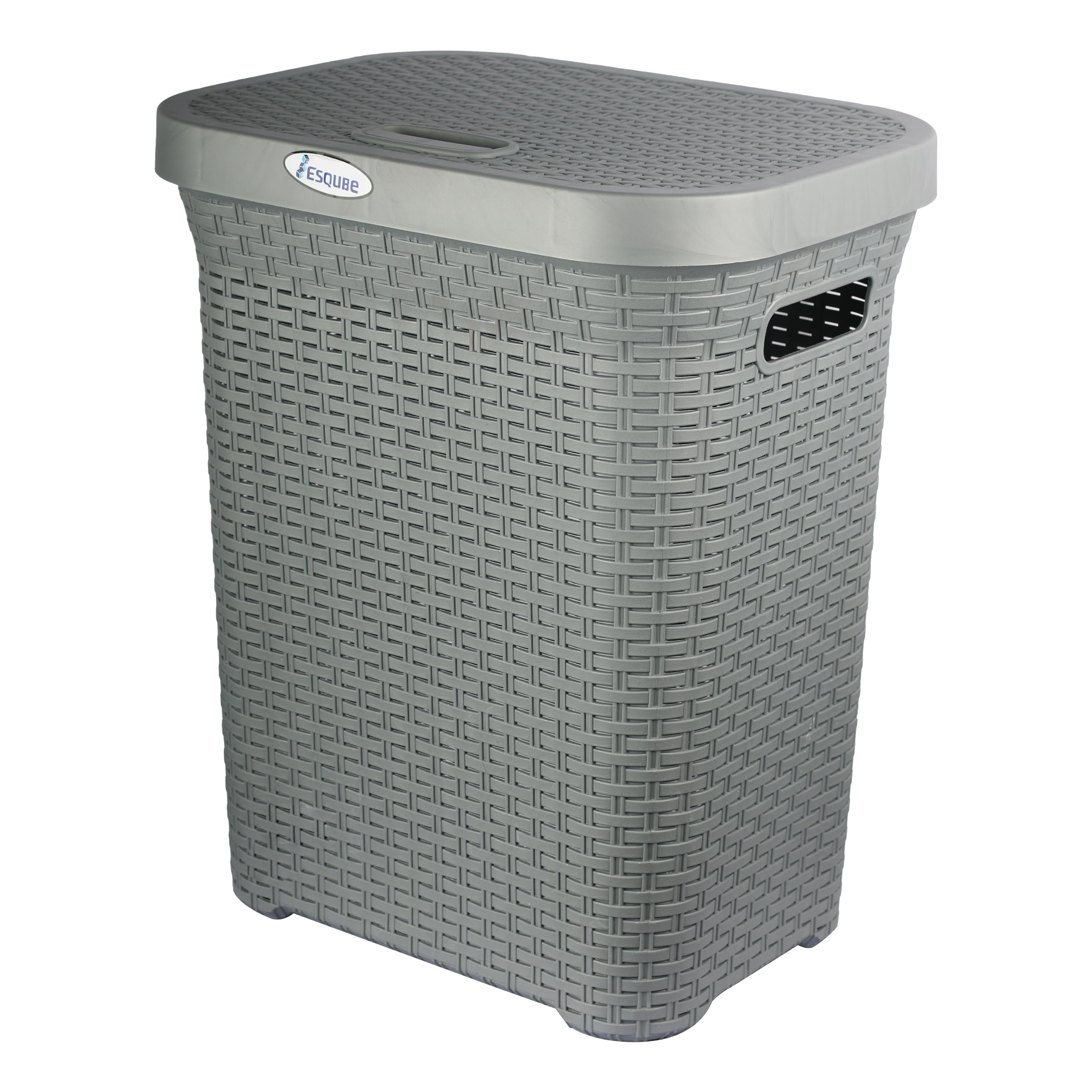 Esqube Laundry Basket with Lid, Grey, 50L Capacity