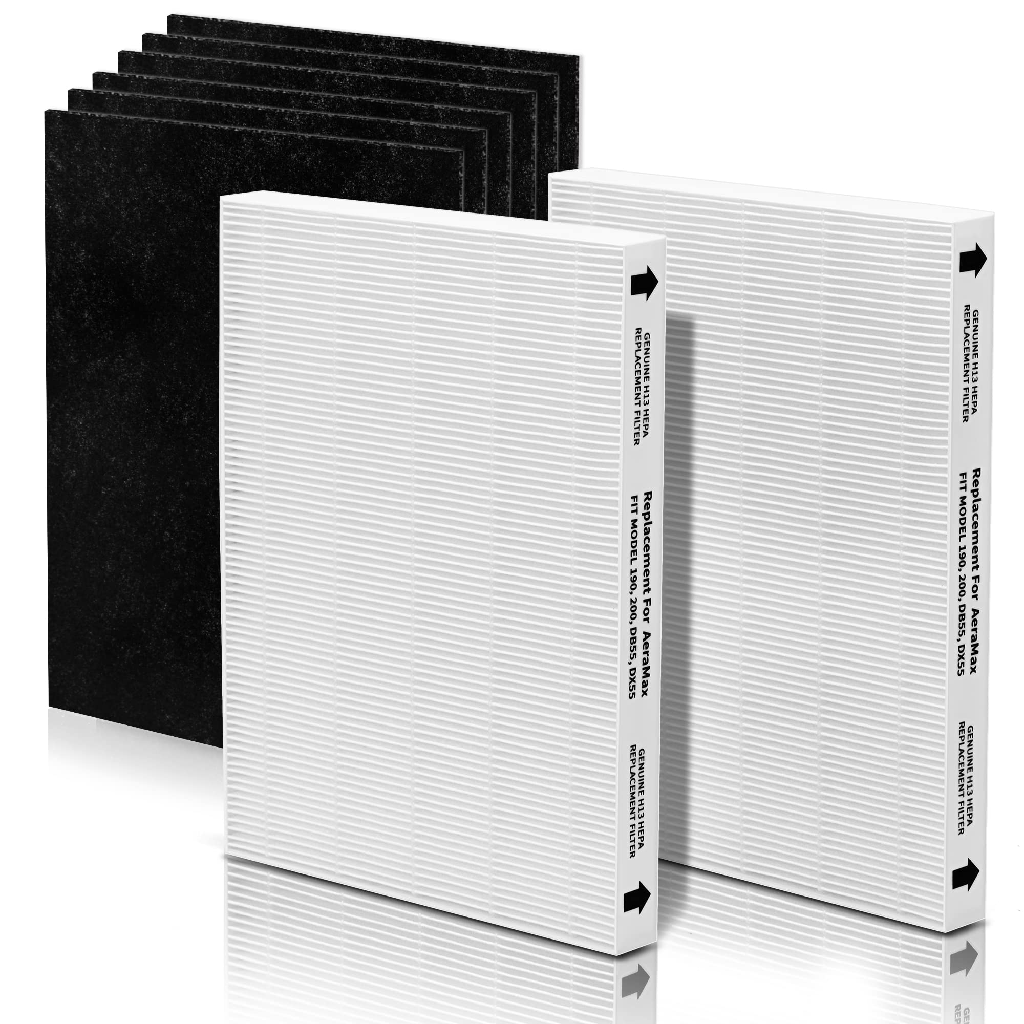 Aera-Max 200 HEPA Filter Replacement 9287101 Compatible with Fellowes AeraMax 190/200/DX55 Air Cleaner Purifiers True HEPA Filter, 2x H13 True HEPA & 6x Extra Carbon Pre-Filters (9324101)