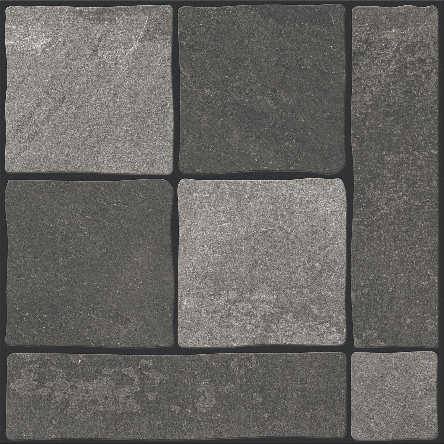 Johnson Endura - Blocks Gris Super - Glazed Vitrified Tile, EDC Wall & Floor Tiles, Rustic Look, (30 x 30cm - 1cm Thickness, Matte Finish, 8-Tiles in Box)