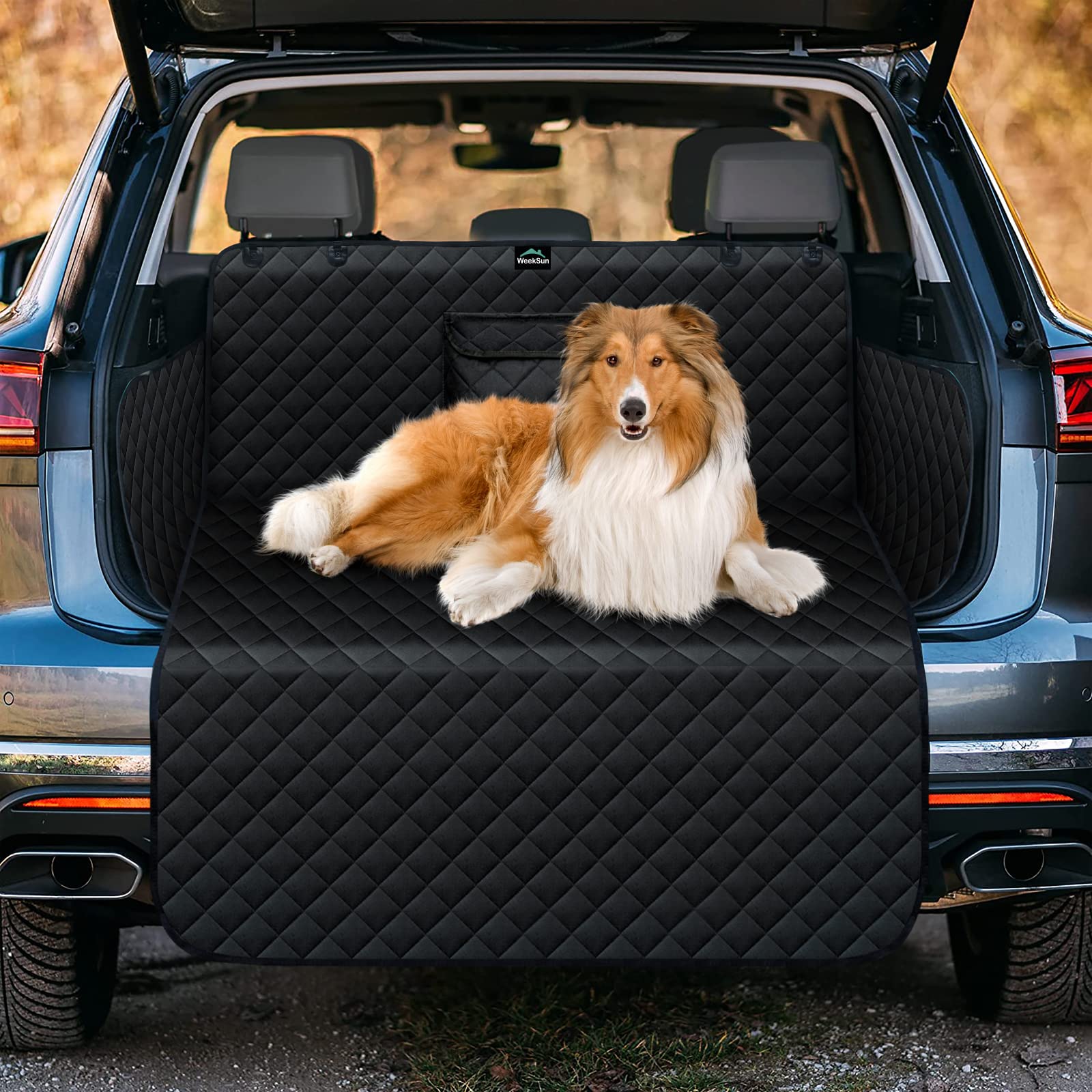 SUV Cargo Liner for Dogs, Water Resistant Pet Cargo Cover Dog Seat Cover Mat with Bumper Flap Protector, Non-Slip, Large Size Universal Fit for SUVs Sedans Vans