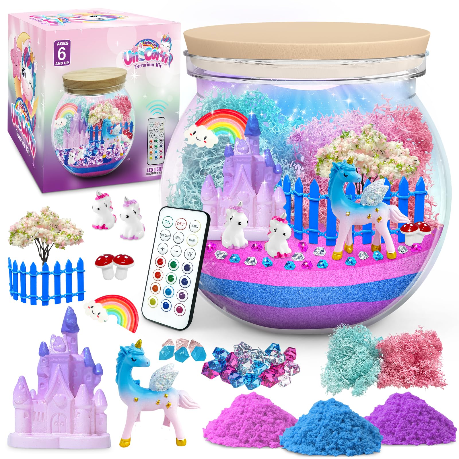 CS COSDDIUnicorn Gifts for Girls Age 3-9, Craft Kits for Kids Age 3-8 Unicorn Toys Girls Birthday Presents, Toys for 3 4 5 6 Olds Girls Make Your Own Night Light Birthday Christmas Gifts for Kids