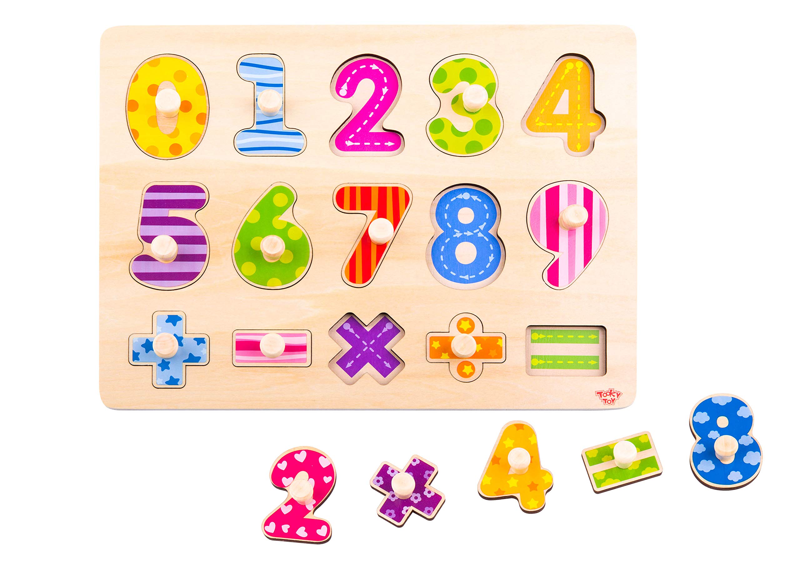 Tooky Toy921 Ty851 Ea Wooden Number Puzzle 16Pce (Exp), Red