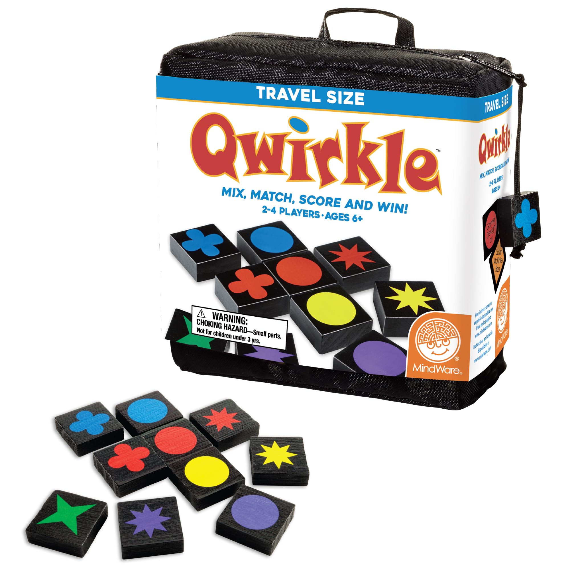 Mindware | Qwirkle: Travel Edition | Miniature Game | Ages 6+ | 2-4 Players | 45 Minutes Playing Time