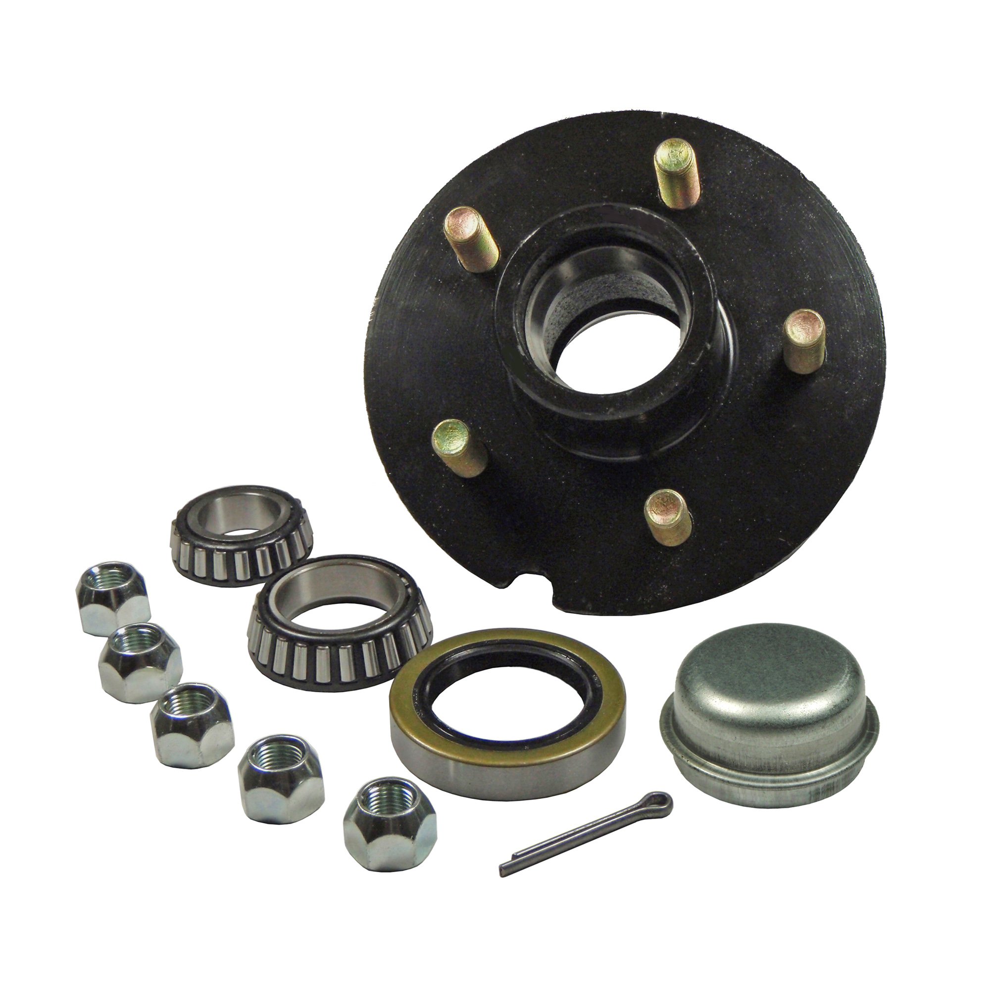 Rigid Hitch Trailer Hub Kit - for 1-3/8" Inner / 1-1/16" Outer Tapered Spindle - 5 Bolt on 4-1/2" Bolt Circle