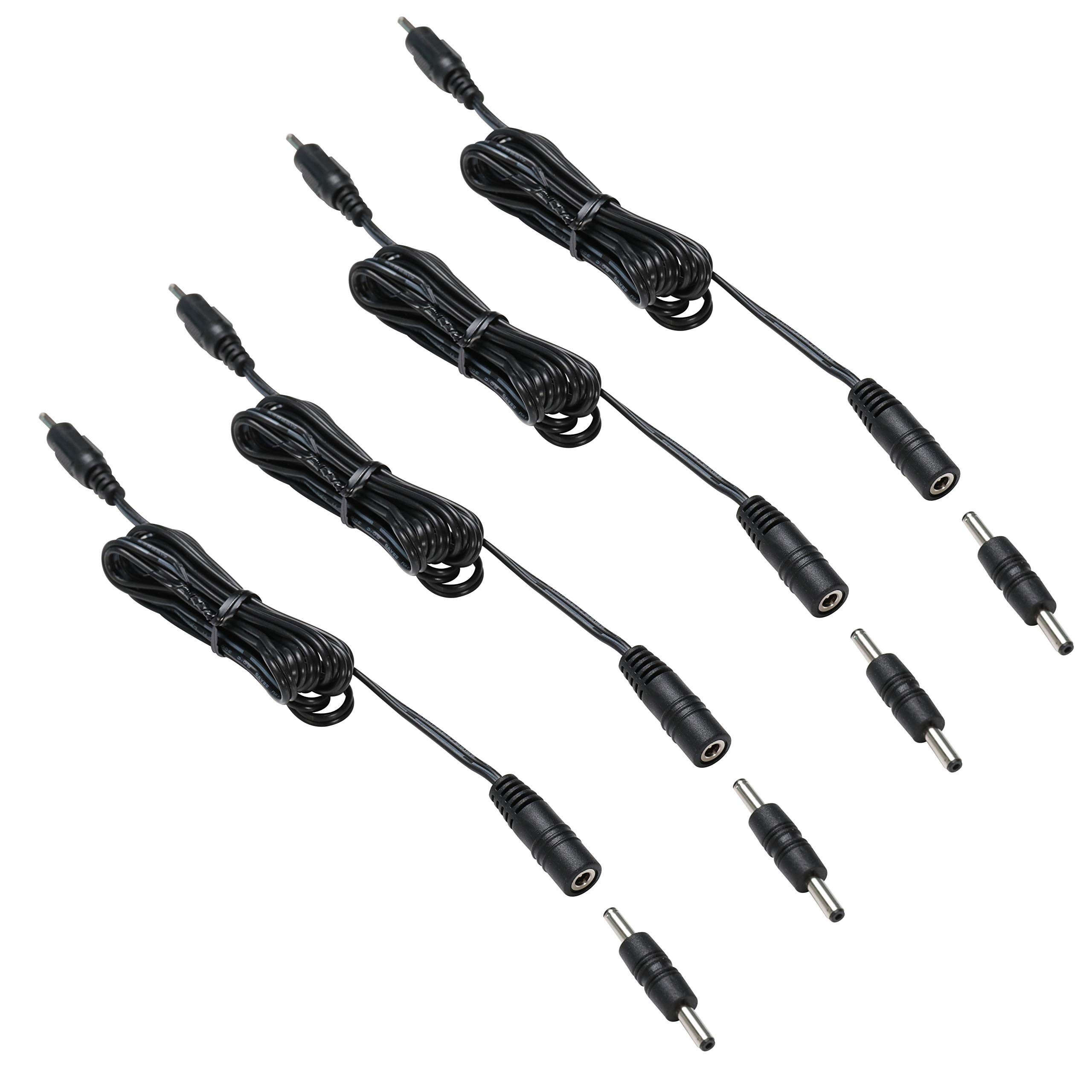 3.5X1.35 DC Connector for AIBOO Single White Kitchen Light Bar, 22AWG,Black Extension Cords,5ft.(3.5 X 1.35 mm Black Cords,4 Packs)