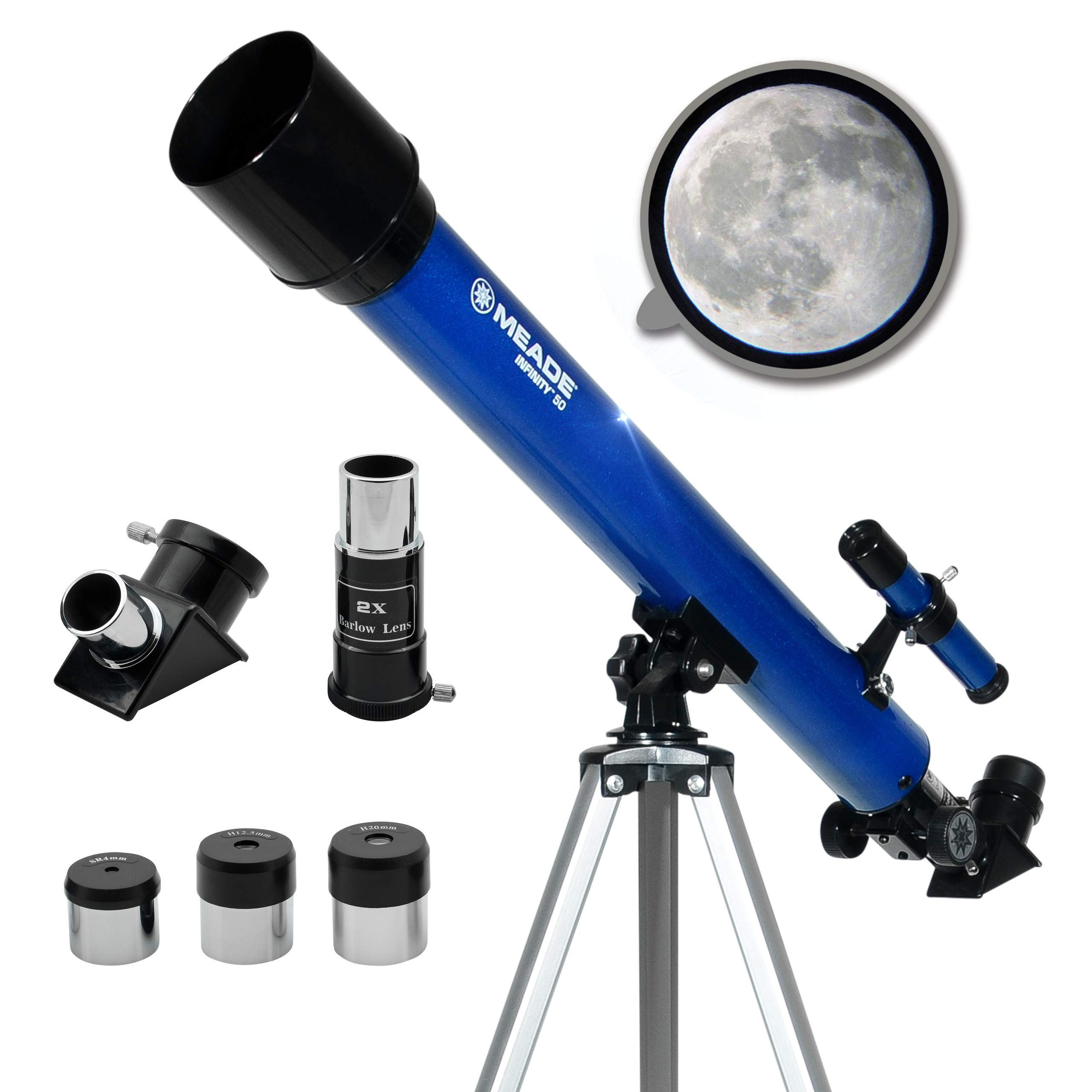 Meade Instruments – Infinity 50mm Aperture, Portable Refracting Astronomy Telescope for Kids & Beginners – Multiple Eyepieces & Accessories Included – View The Moon & Have Fun Learning About Space!