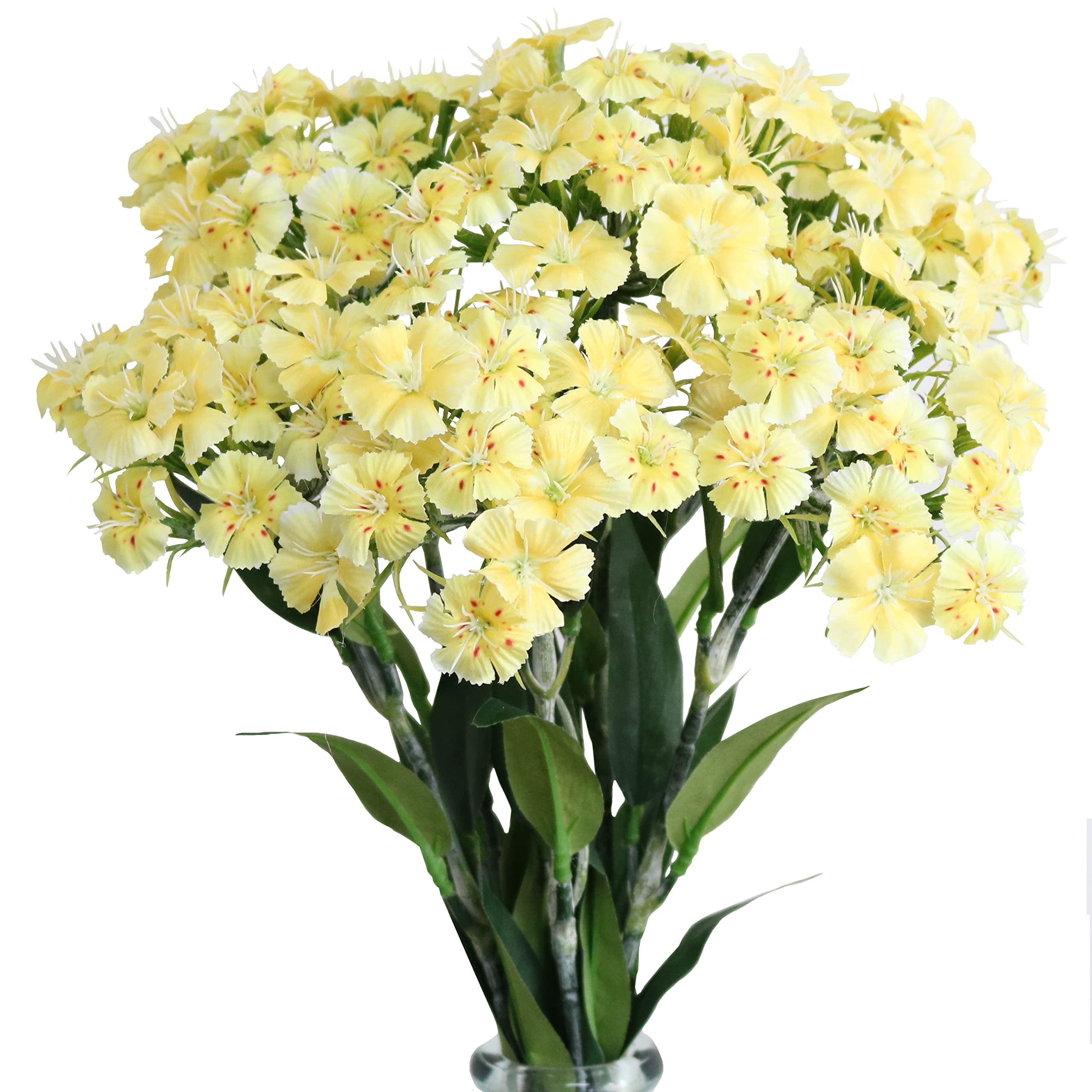 5PCS Artificial Dianthus Blooms with Stem Silk Flowers for Arrangement Wedding Centerpiece Party Home Kitchen Decor (Yellow)