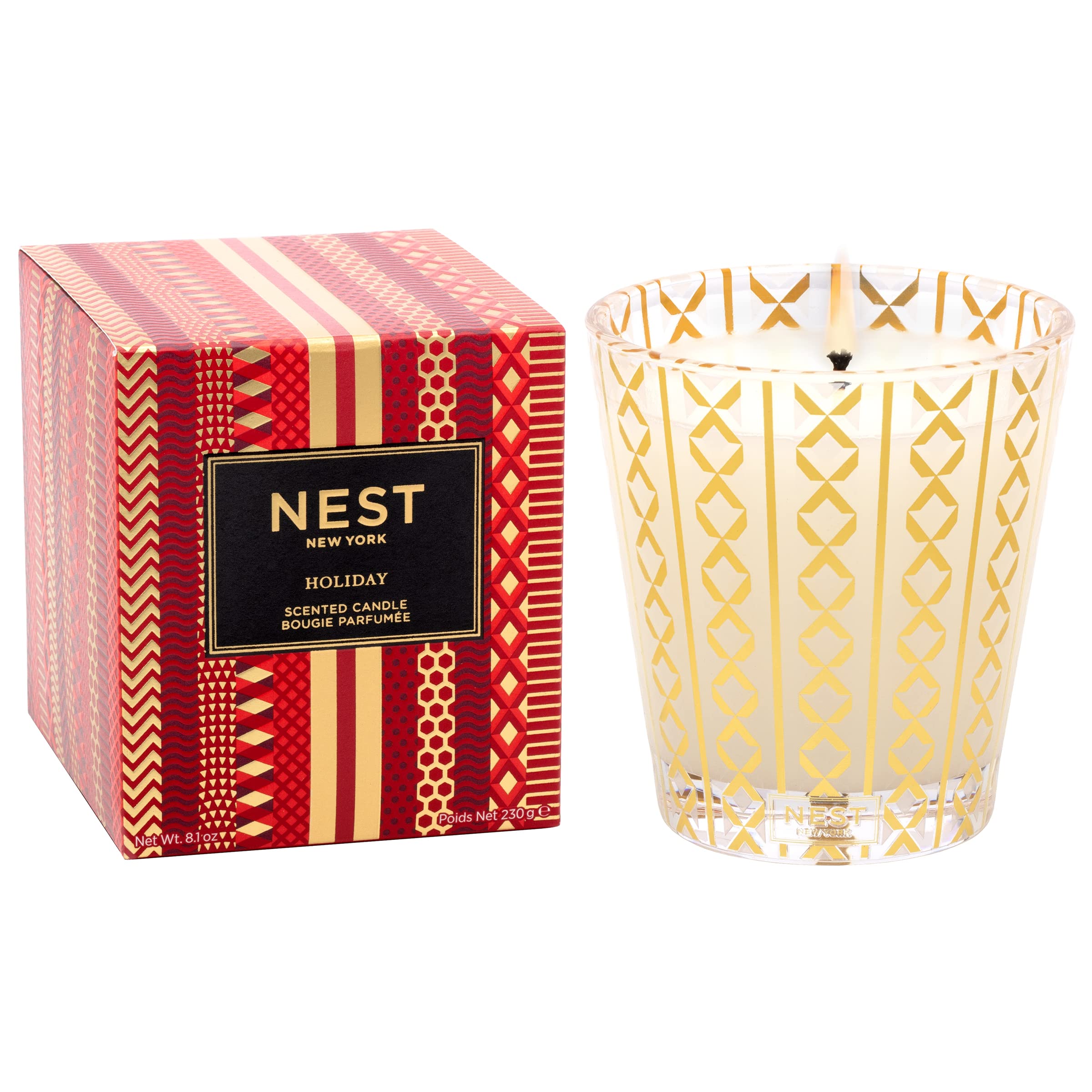 NEST New York Scented Classic Candle, Holiday - 8.1 oz - Up to 60-Hour Burn Time - Reusable Glass Vessel