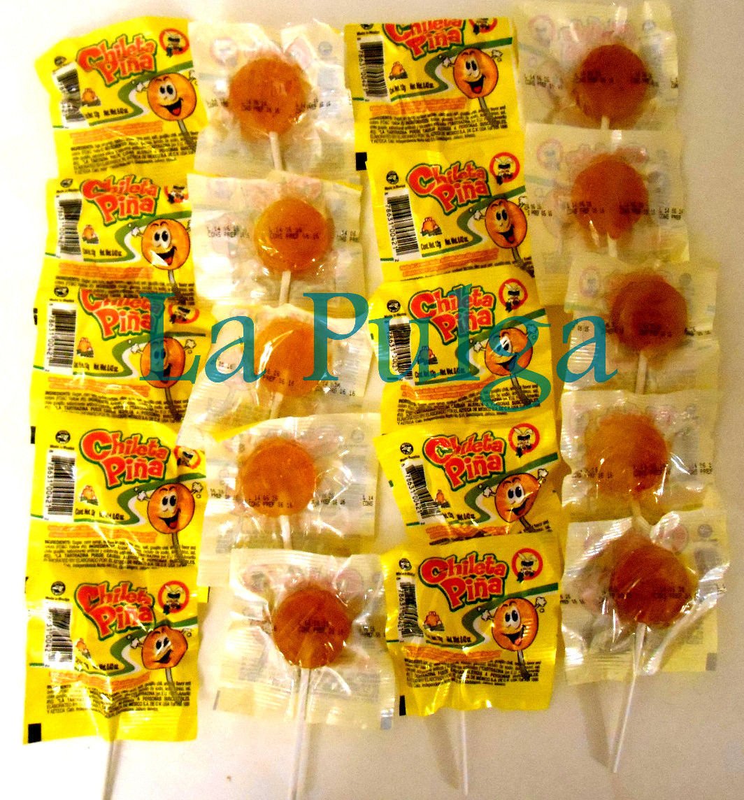 El Azteca Chileta Pina, Chile Pineapple Lollipops, 20 pieces