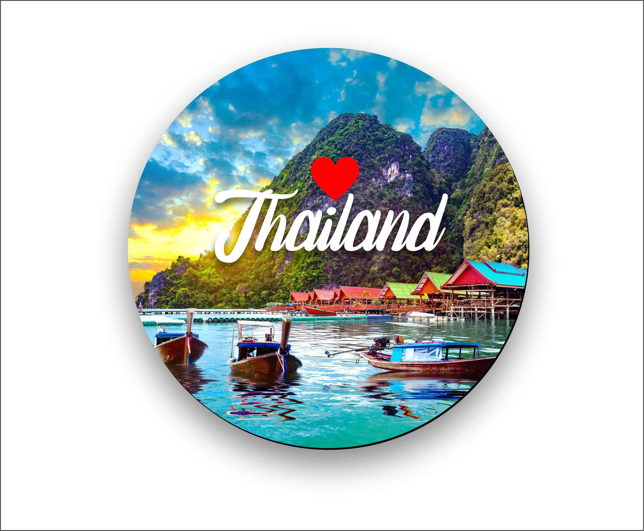 Thailand Fridge Magnets for HomeKitchen Refrigerator Door Stylish Decor Multicolored Souvenir Gift Wooden Magnet L X H 4 X 4 Inch