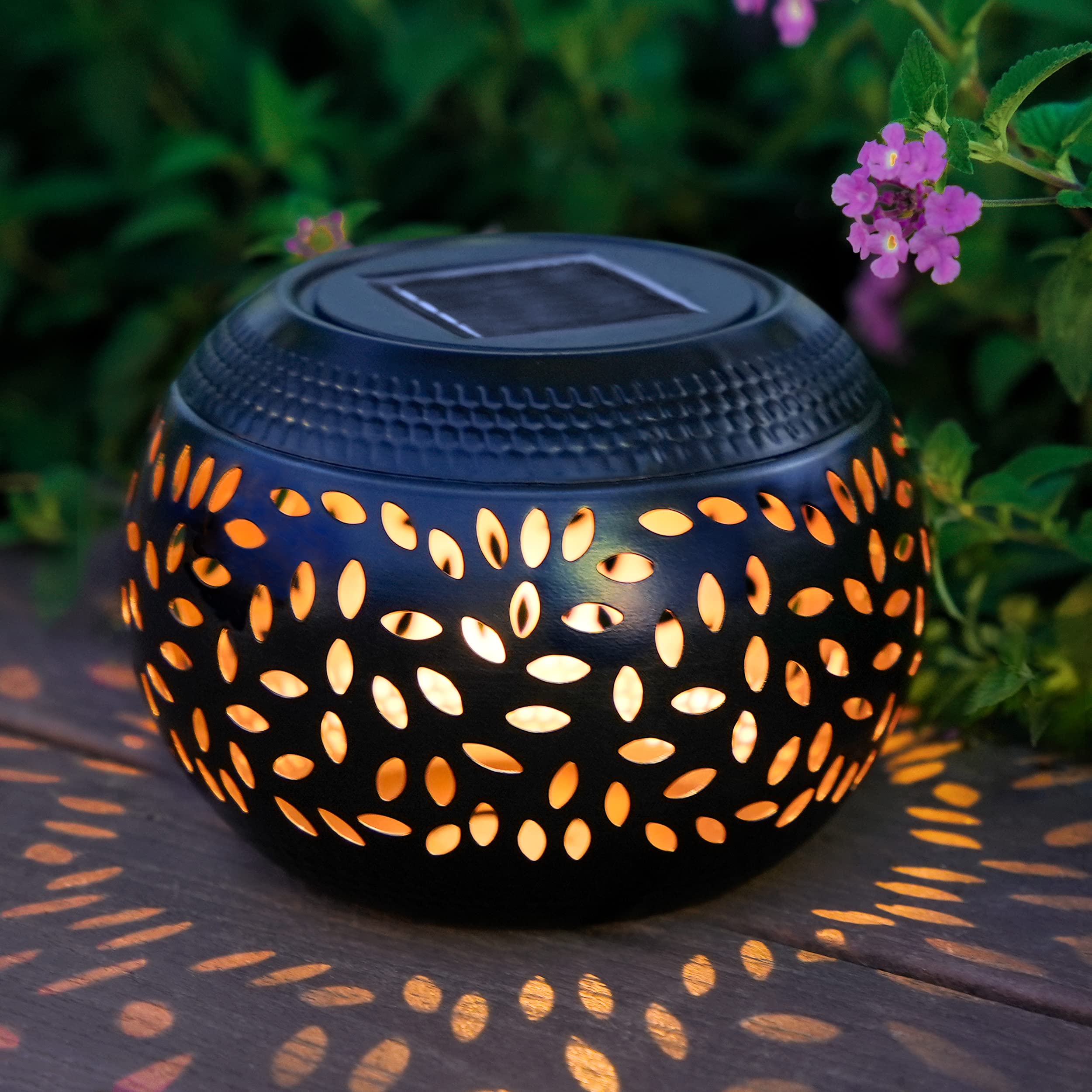 JMEXSUSS Solar Lanterns Light Outdoor Waterproof, Garden Decorative Lanterns Lights, Solar Garden Lights for Patio Yard Camping Pathway Cafe Room Outdoor Decor (Black)