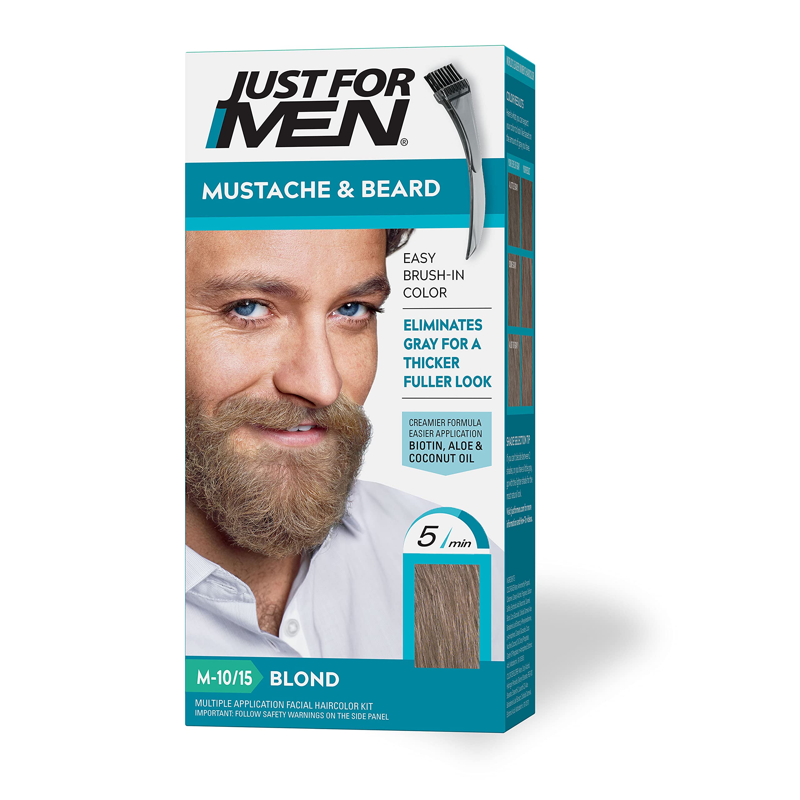 Just For Men Mustache & Beard, Brush-In Color Gel, Blond M-10/15, 2 x 0.5 oz (14 g) - Imported from USA by ROYALISTA.RON, Sandy Blond