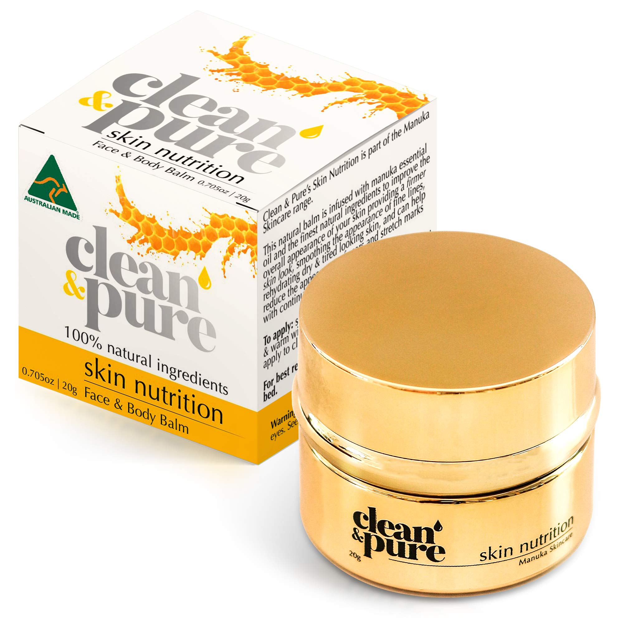 Clean & Pure Skin Nutrition | All-Purpose Body Balm, Hair & Face Balm | Dry Skin Moisturizing Salve | Manuka Honey Beauty Products | Organic Calendula Olive Oil Skin Care Butter | Made in Australia