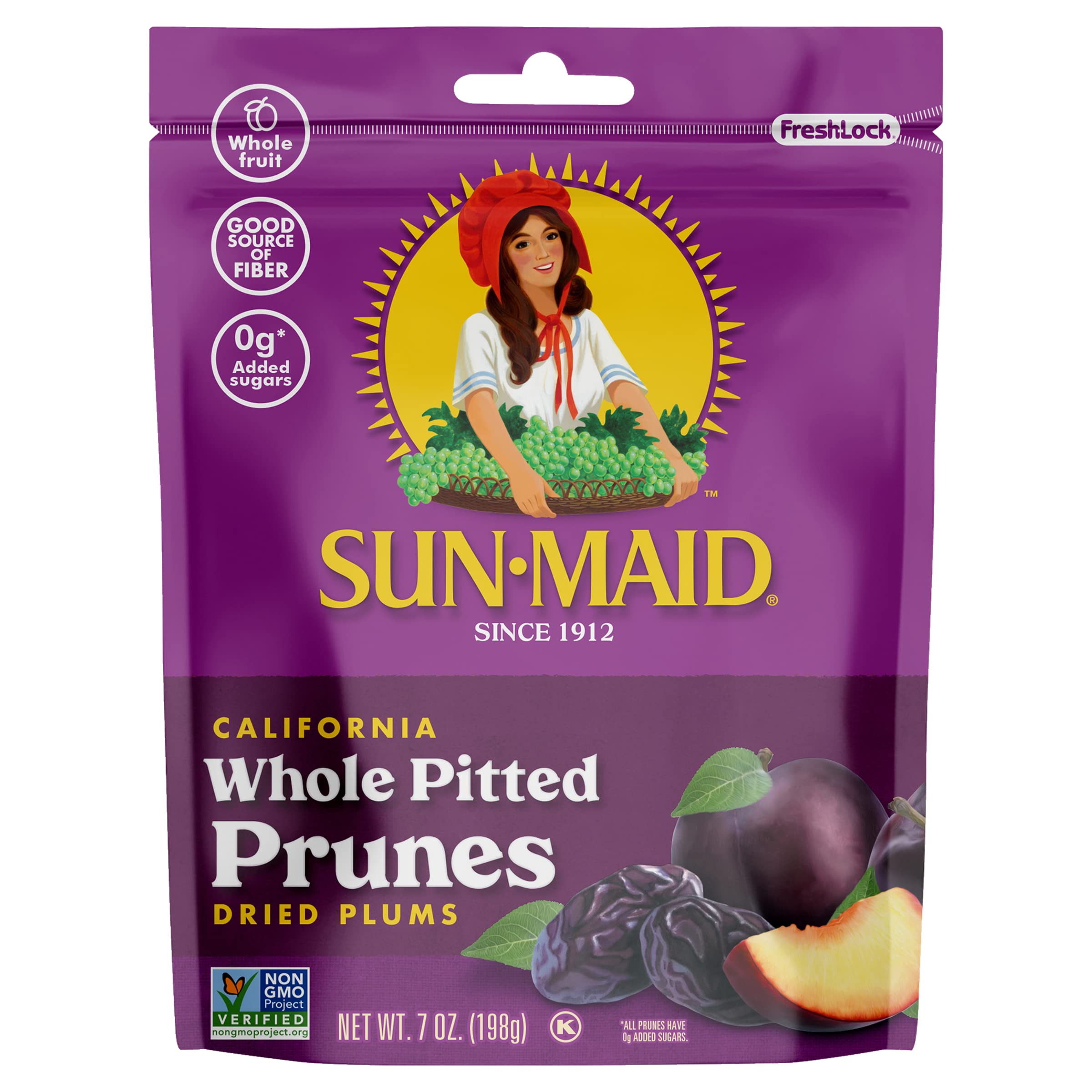 Sun-MaidPitted Prunes, Non-GMO, 100% Fruit, No Sugar added, 7 oz (Pack of 1)