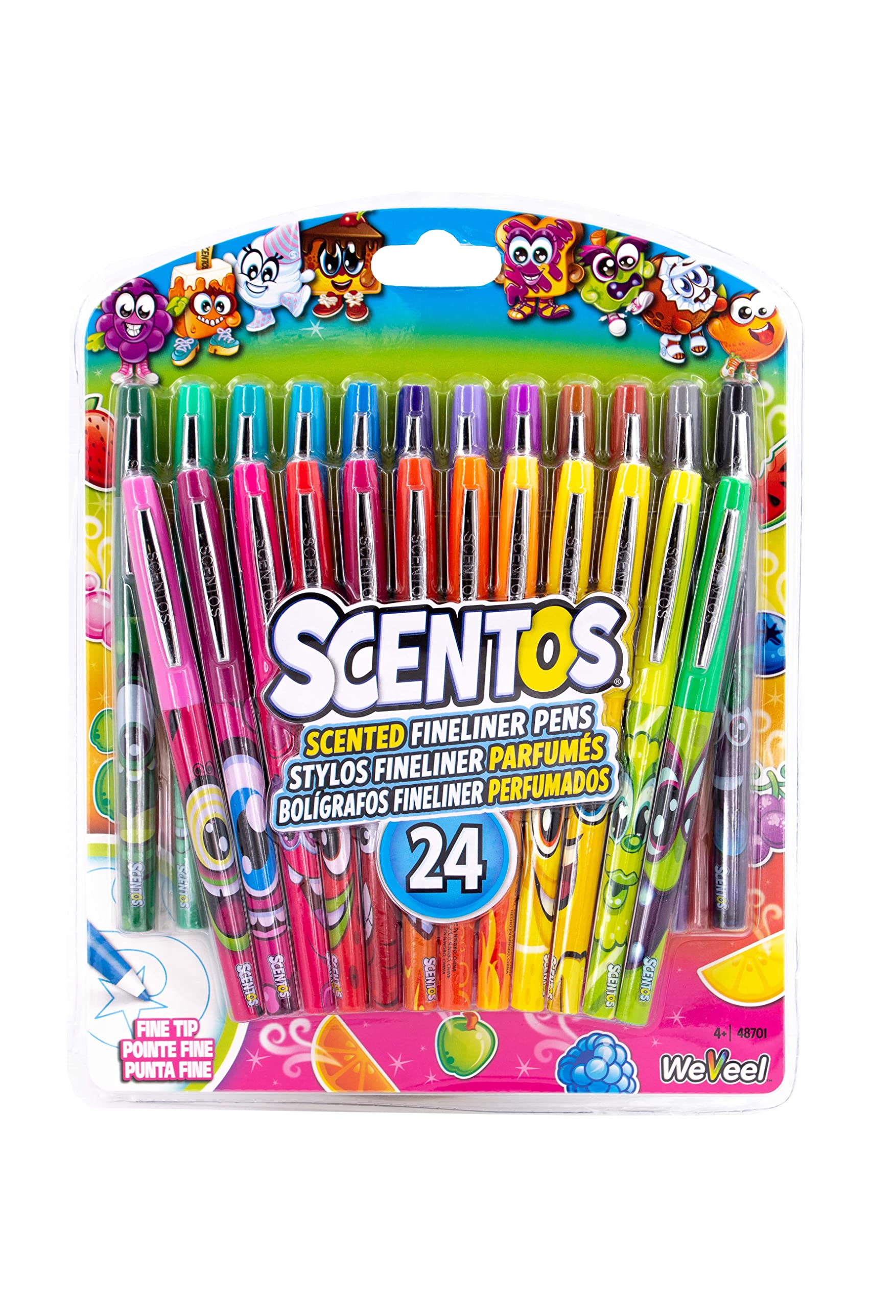 ScentosScented Pens for Kids Ages 4-8 - Assorted Colored Pens for Note Taking, Drawing, & Writing - Fine Point Pens - Colorful Pens (24-Pack)