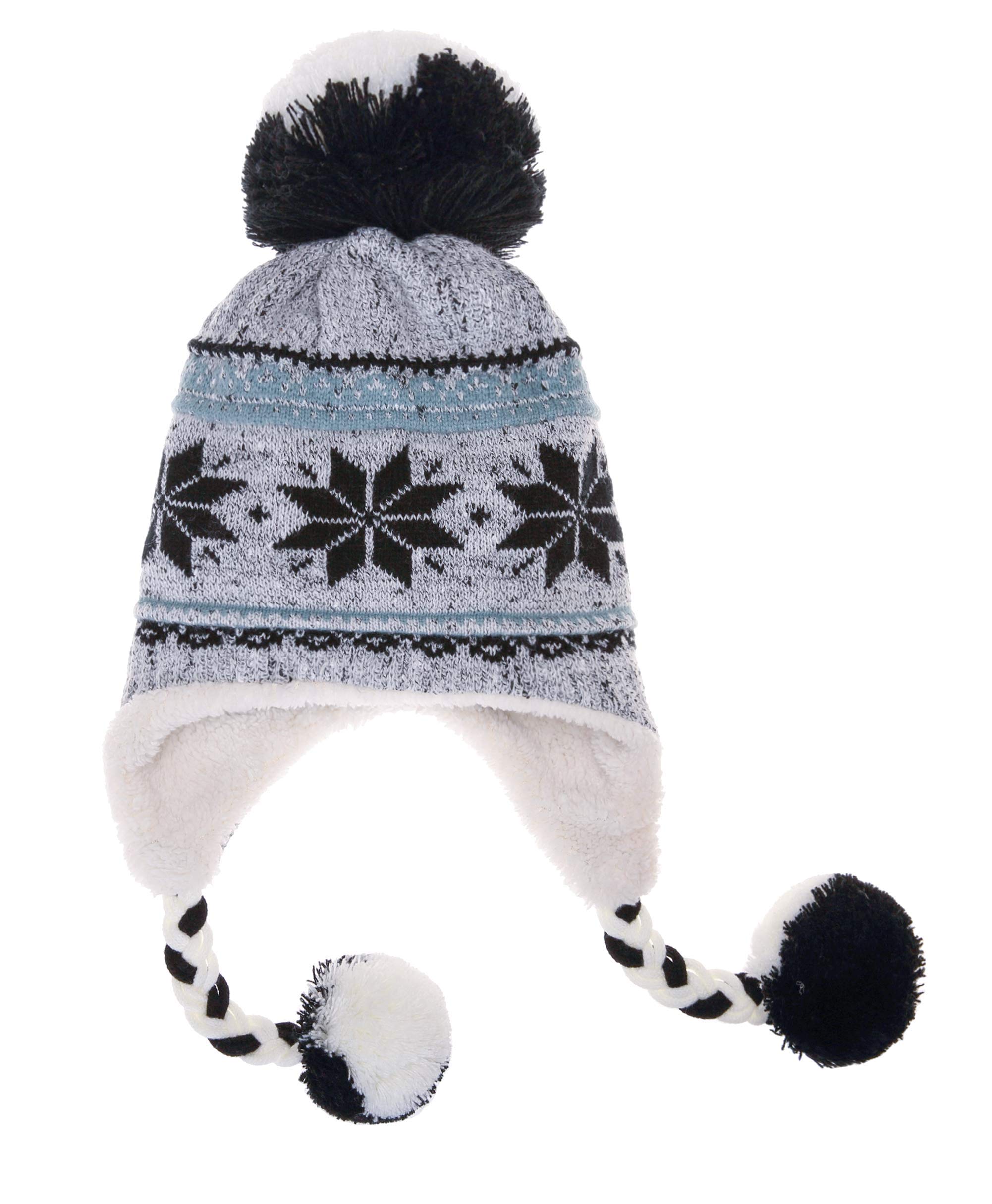 Dosoni Women Girl Winter Hats Knit Soft Warm Earflap Hood Cozy Large Snowflake Beani