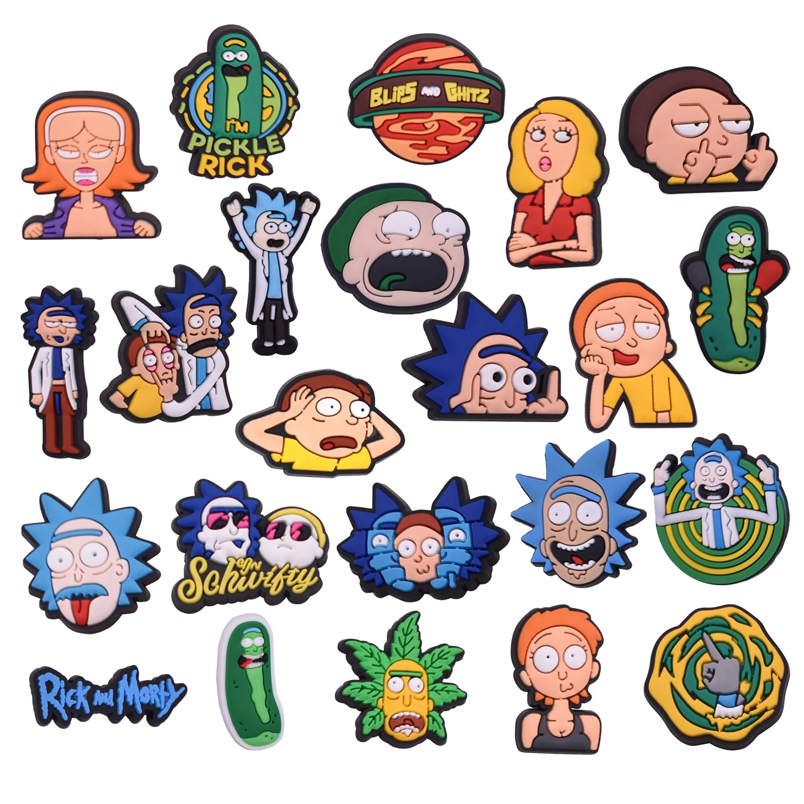 wopin23 Pcs Rick and Morty PVC Shoe Charms-Cute PVC Shoe Charms for Clog Shoes Decorations Wristband Bracelet Party Favors for shoe and Bands Party Gifts Decoration（Not repeating）