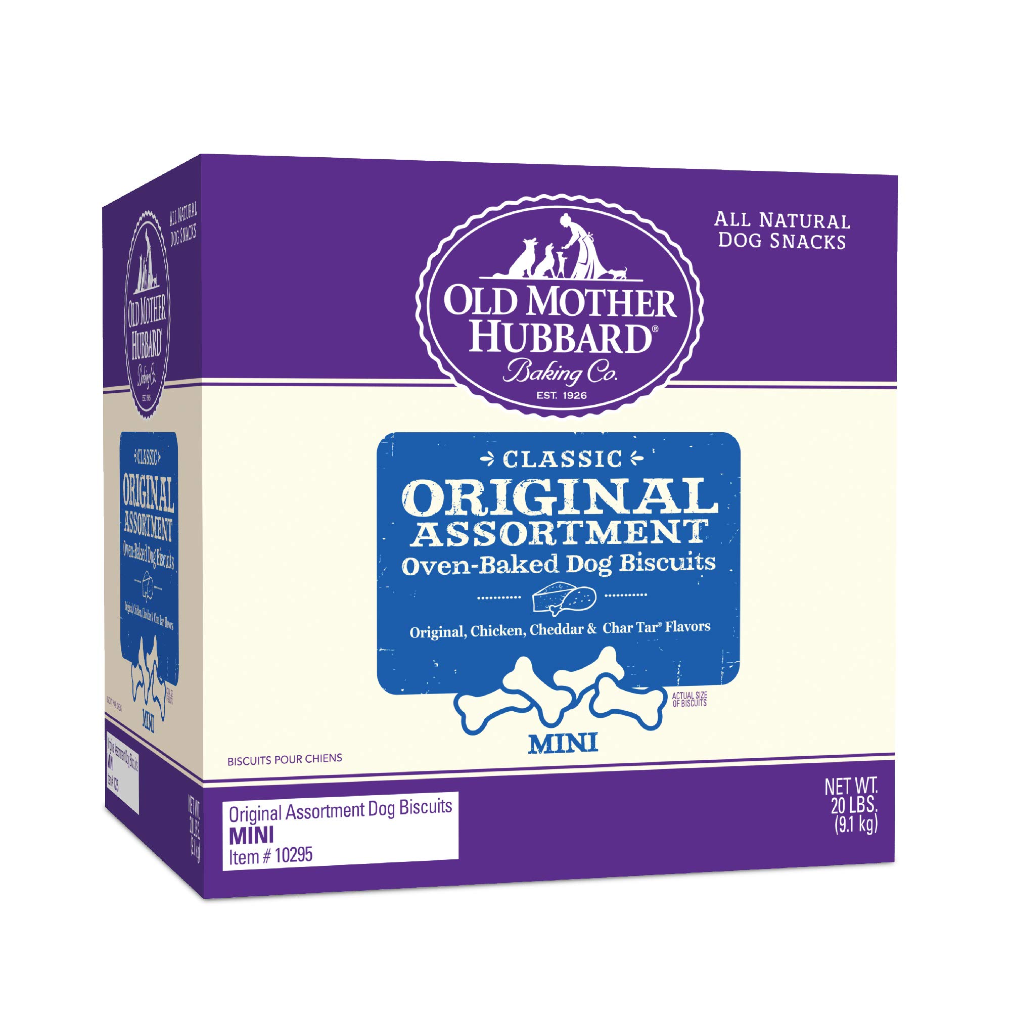 Old Mother Hubbard by Wellness Classic Original Mix Natural Dog Treats, Crunchy Oven-Baked Biscuits, Ideal for Training, Mini Size, 20 pound box