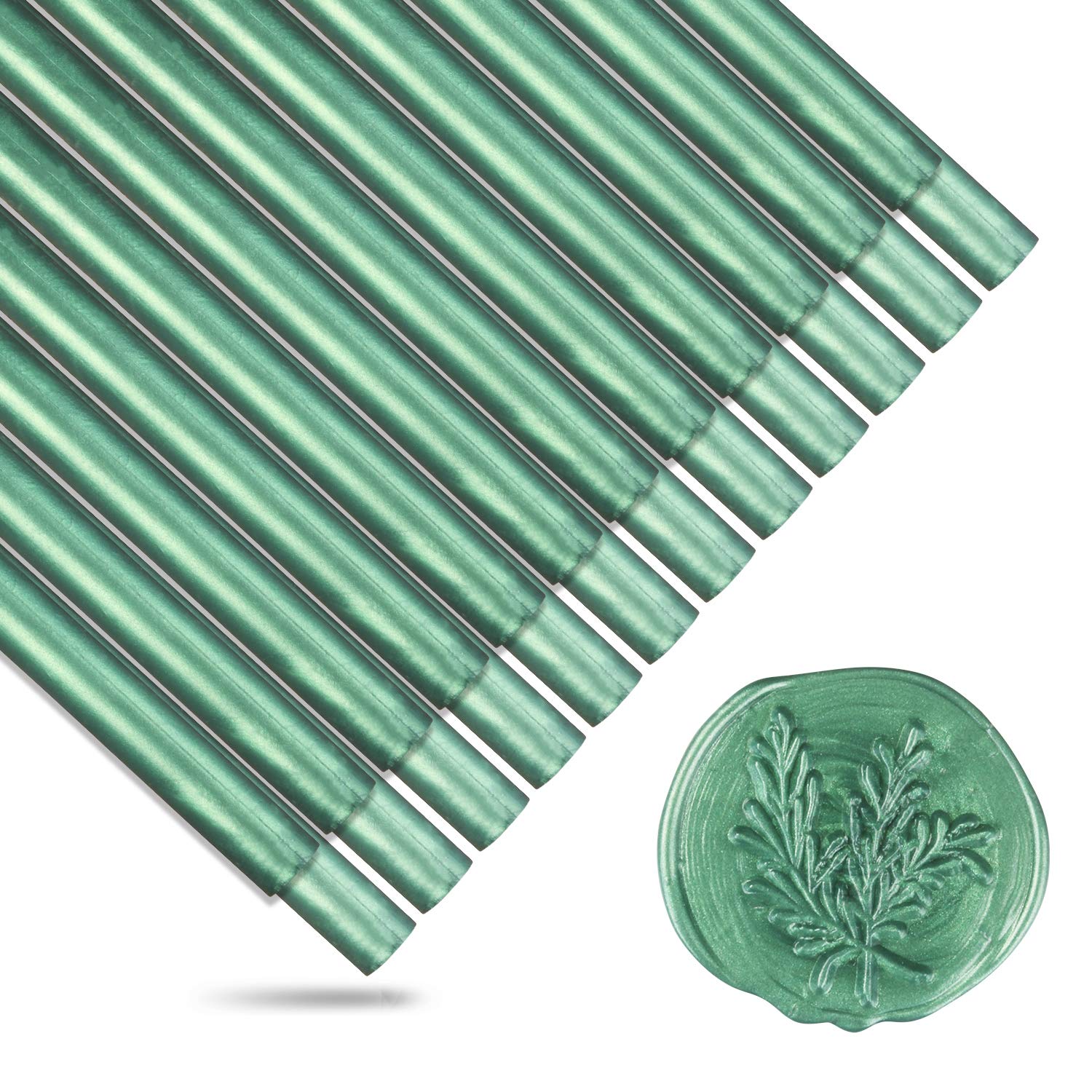 Green Wax Seal Sticks, HOSAIL 24pcs Glue Gun Pine Green Wax Sealing Sticks Beads Great for Wax Sealing Stamp, Can Be Used in Glue Gun, Wax Seal Warmer and Sealing Wax Furnace (Pine Green)