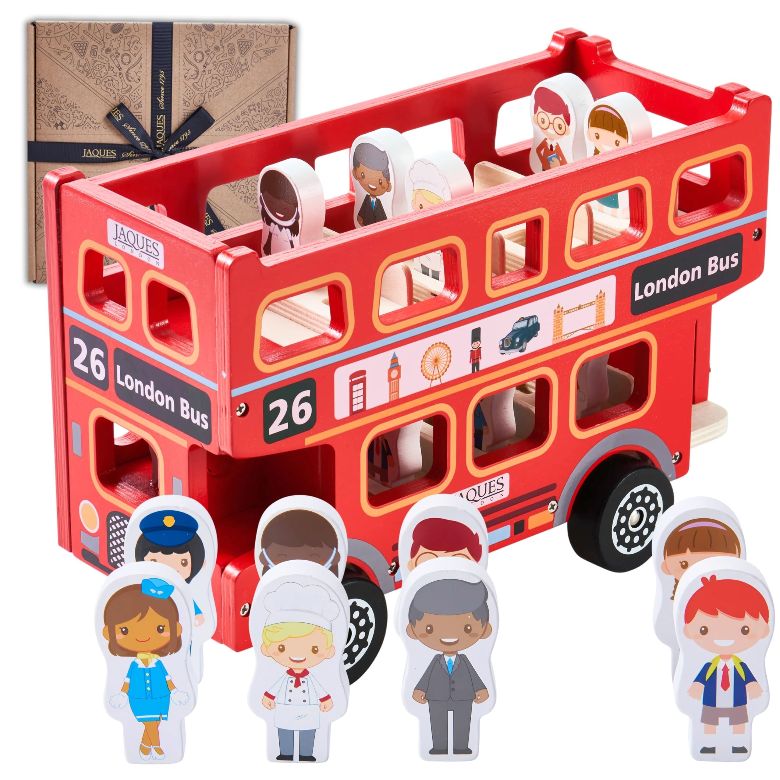 Jaques of LondonBus Car Toy Car Toy 2 3 Years Cars Toy Quality Wooden Toy Since 1795