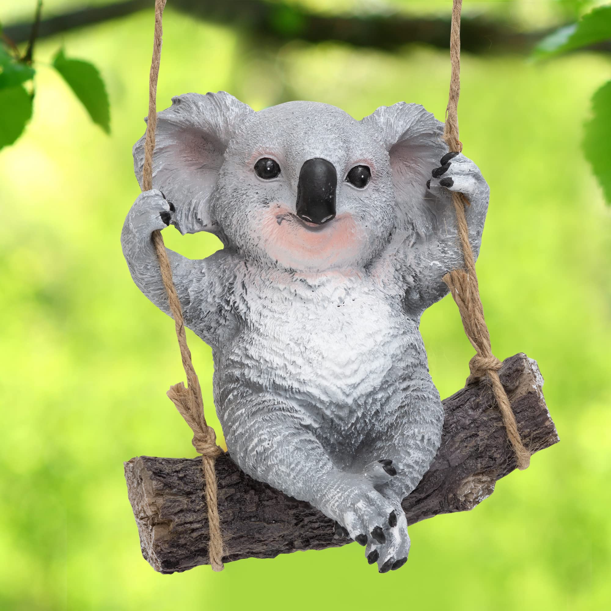 GloBriteSwing Koala Garden Statue Outdoor Ornament - Tree Hanging Sculpture Animal Cute Figurines for Garden Lawn Patio Yard Porch Christmas Decoration