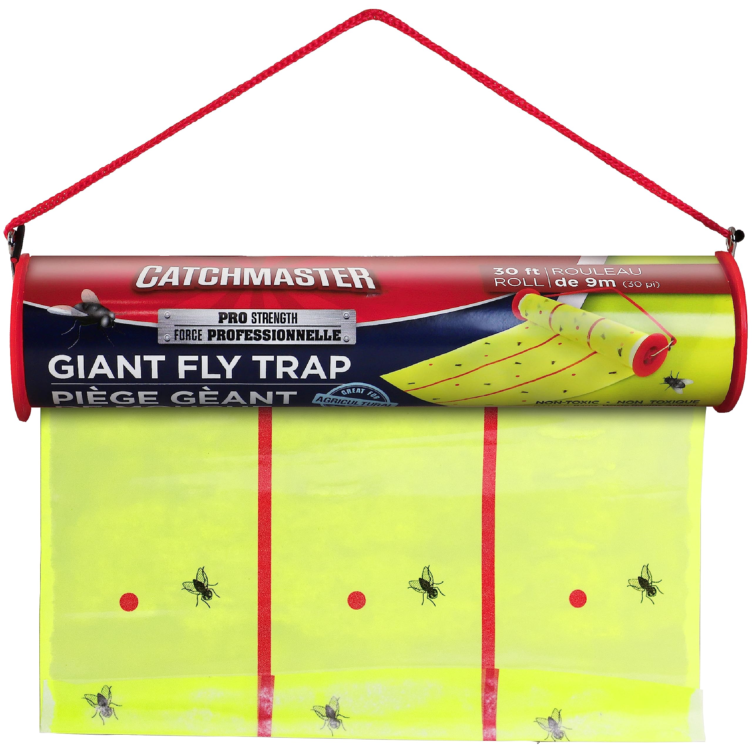 Catchmaster Giant Fly Glue Trap 1-Pack 30 Feet Each, Adhesive Fly Traps Outdoor, Sticky Bug Catcher, Bulk Flying Insect Paper Roll, Pet Safe Pest Control for Garage, Barn, Greenhouse & Garbage Room