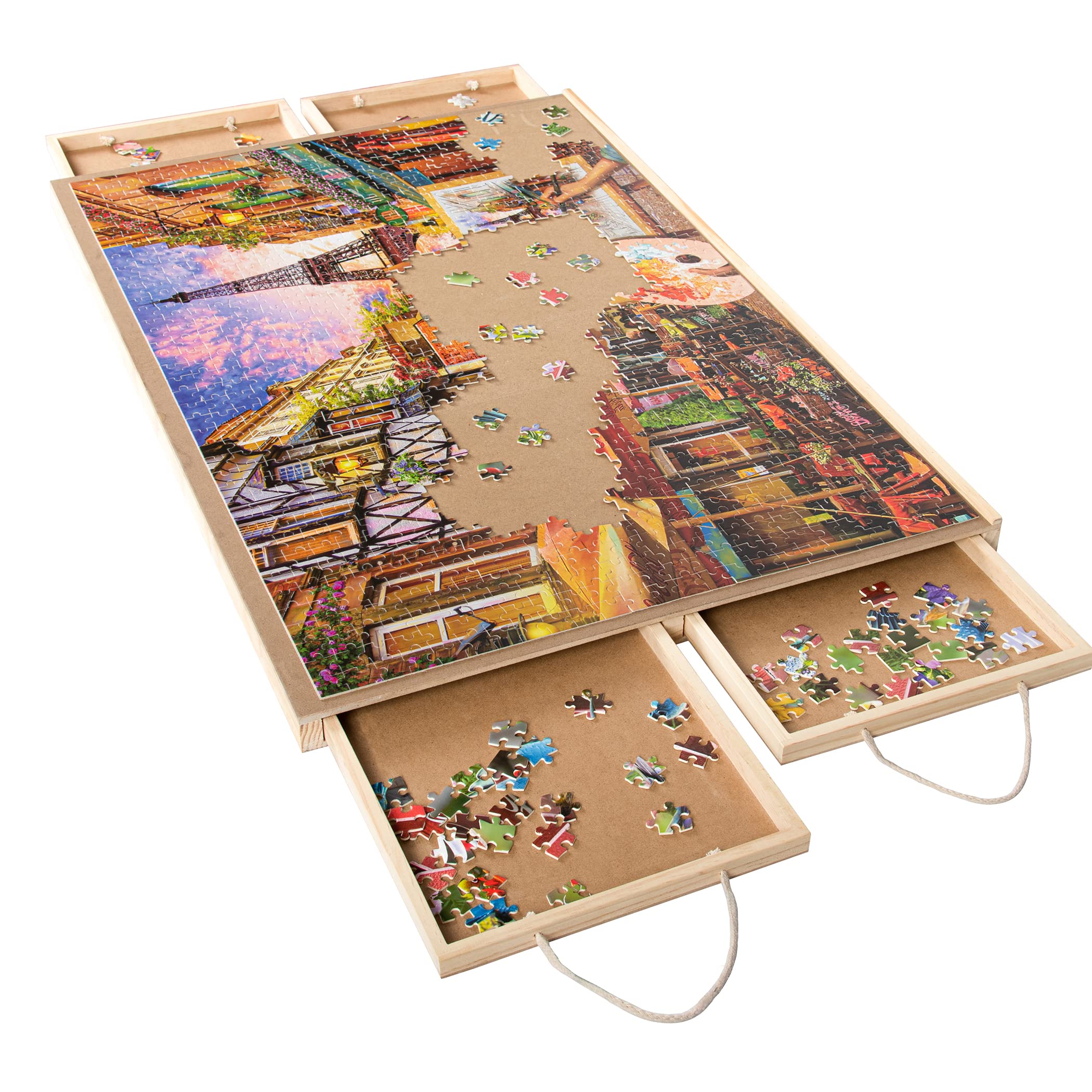 Lavievert Wooden Jigsaw Puzzle Board, Portable Puzzle Plateau for Adults, Puzzle Table with Smooth Surface, 4 Storage & Sorting Drawers for Up to 1000 Pieces