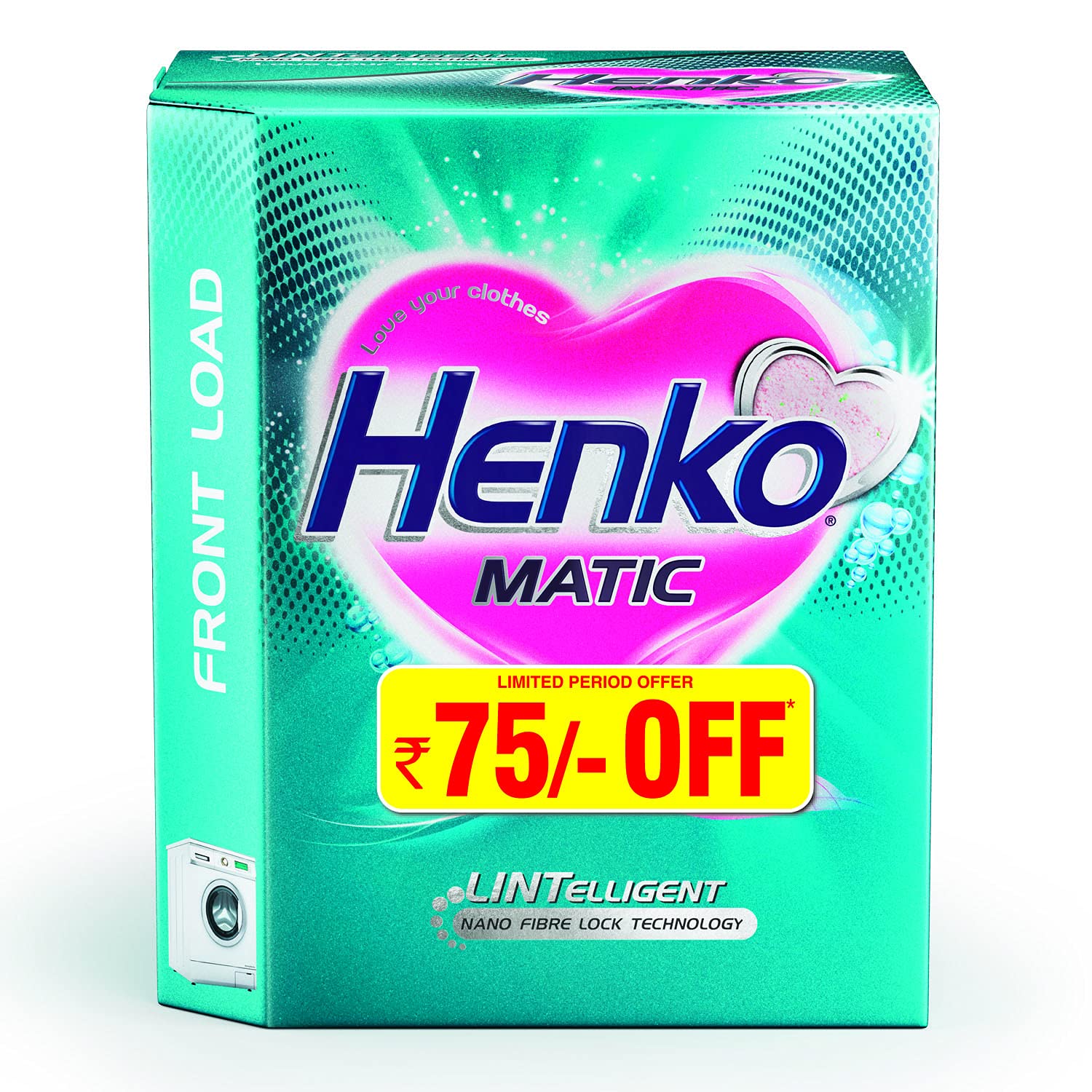 Henko Matic Front Load Detergent Powder 2KG | Laundry Detergent Powder For Effectively Removes Tough Stains | Front Load Detergent Powder with Nano Fibre Lock Technology