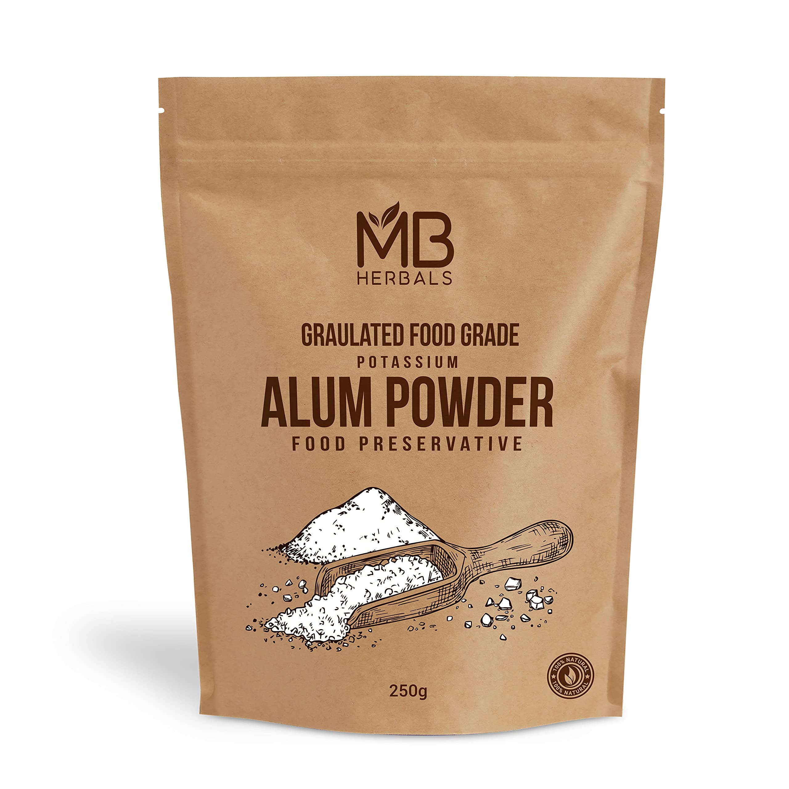 MB Herbals Aluminum Potassium Sulfate Phitkari Alum Powder (250 g)