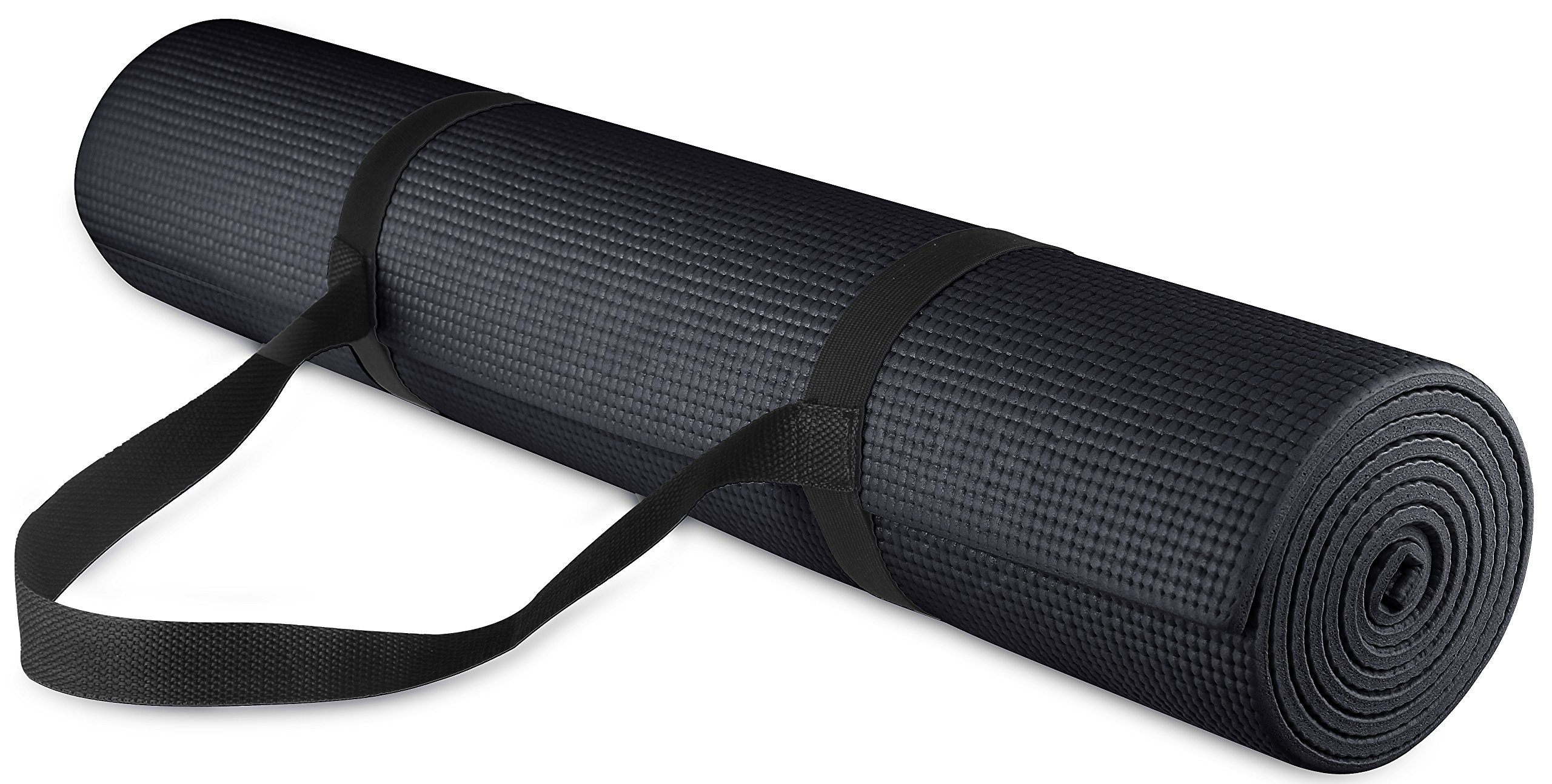 All Purpose 1/4-Inch High Density Anti-Tear Exercise Yoga Mat with Carrying Strap with Optional Yoga Blocks, Multiple Colors