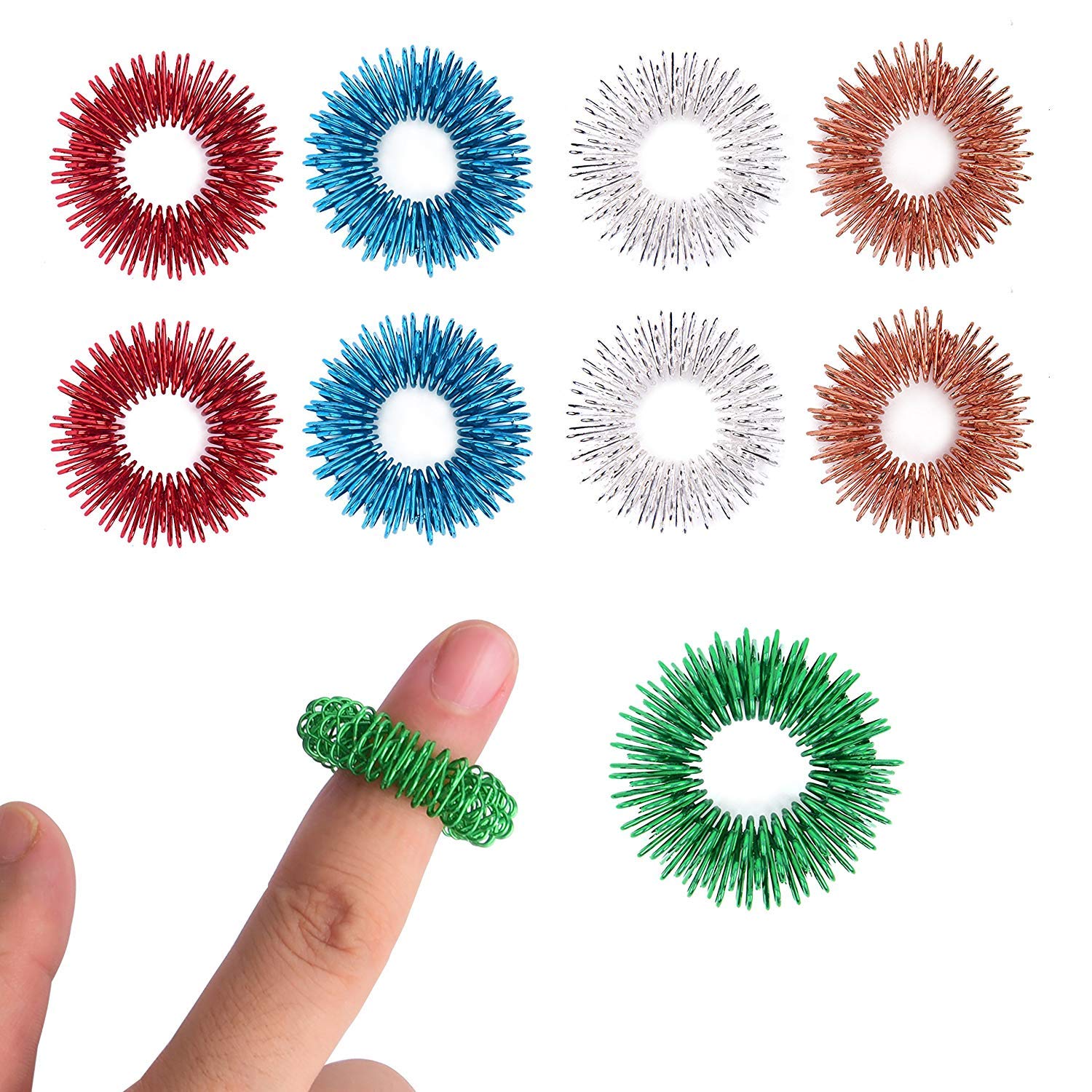 AHCS Acupressure Sujok Finger Ring Set (Pack Of 10) Cool Hand