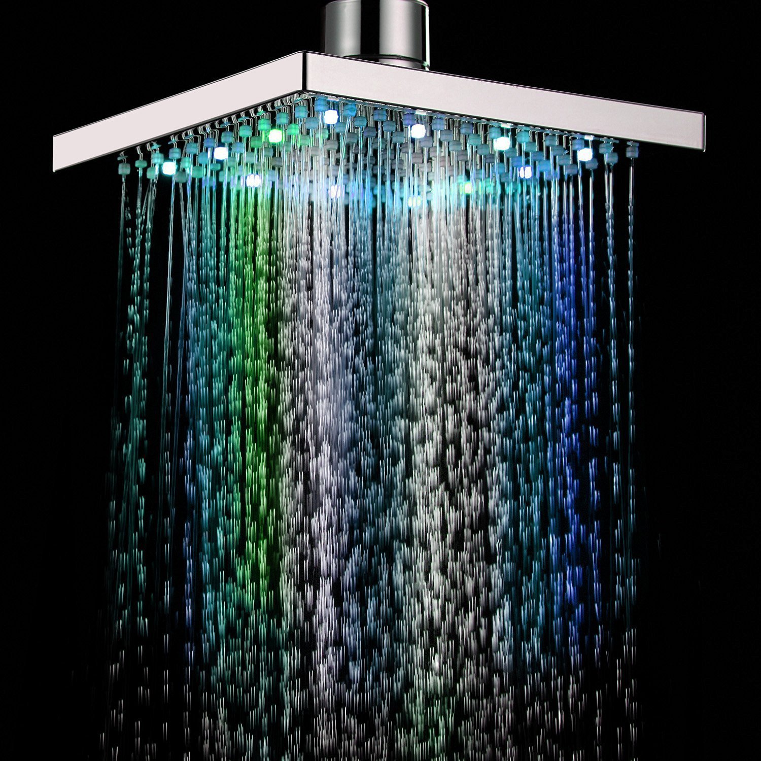 MEETOZ Vzer 20cm Square 7 Colours Automatic Changing Led Shower Head Bathroom