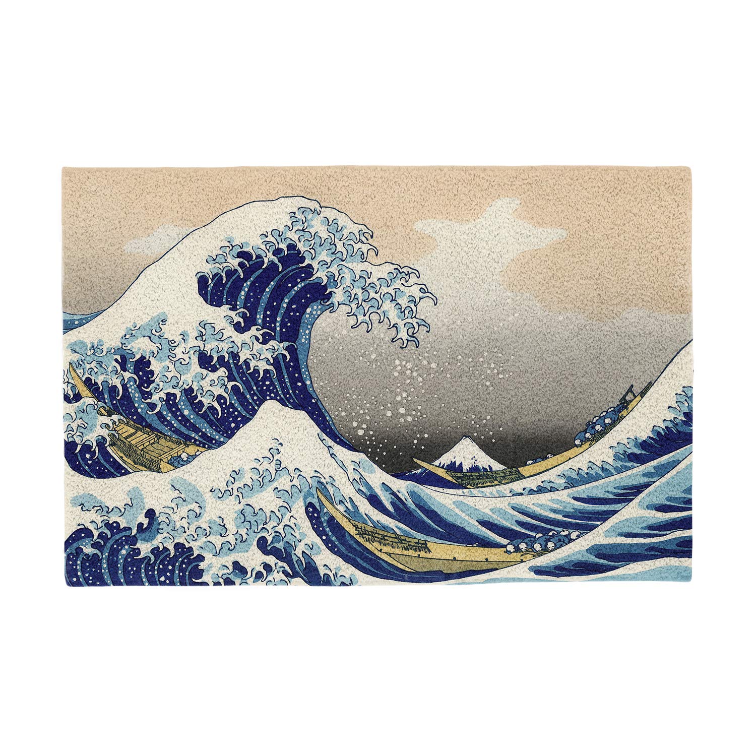 Fuortia Hokusai Great Wave Bath Rug Ocean Boat Japan Mount Fuji Bath Mat Kanagawa Surf Door Mat Floor Rug Soft and Absorbent Shaggy Indoor Door Mat Non-Slip Bath Carpet Bathroom Decoration 20x31 Inch