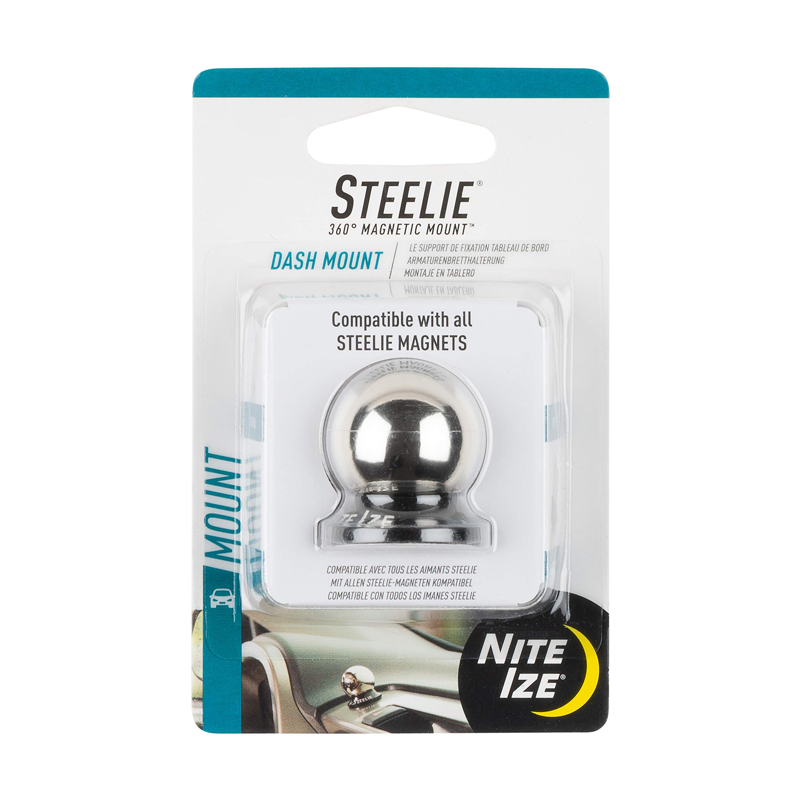 Nite IzeSteelie Dash Mount - Additional Car Mount Dash Ball for Steelie Magnetic Phone Mounting System - Cell Phone Accessories for Dashboard Mount Set