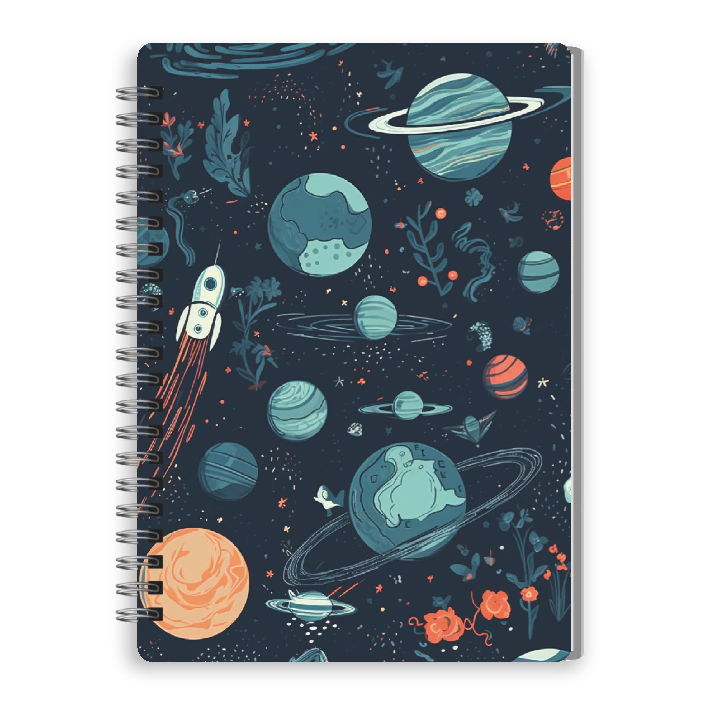 Vybe The Smart Choice - Planets in Space with Stars Pattern Printed A5 Notebook | Printed Notepad for School, College & Office | Dimensions - 21 cms X 15 cms | 100 GSM Paper